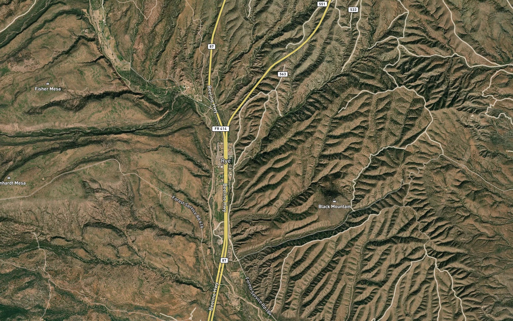 Satellite map of the Brown Spring