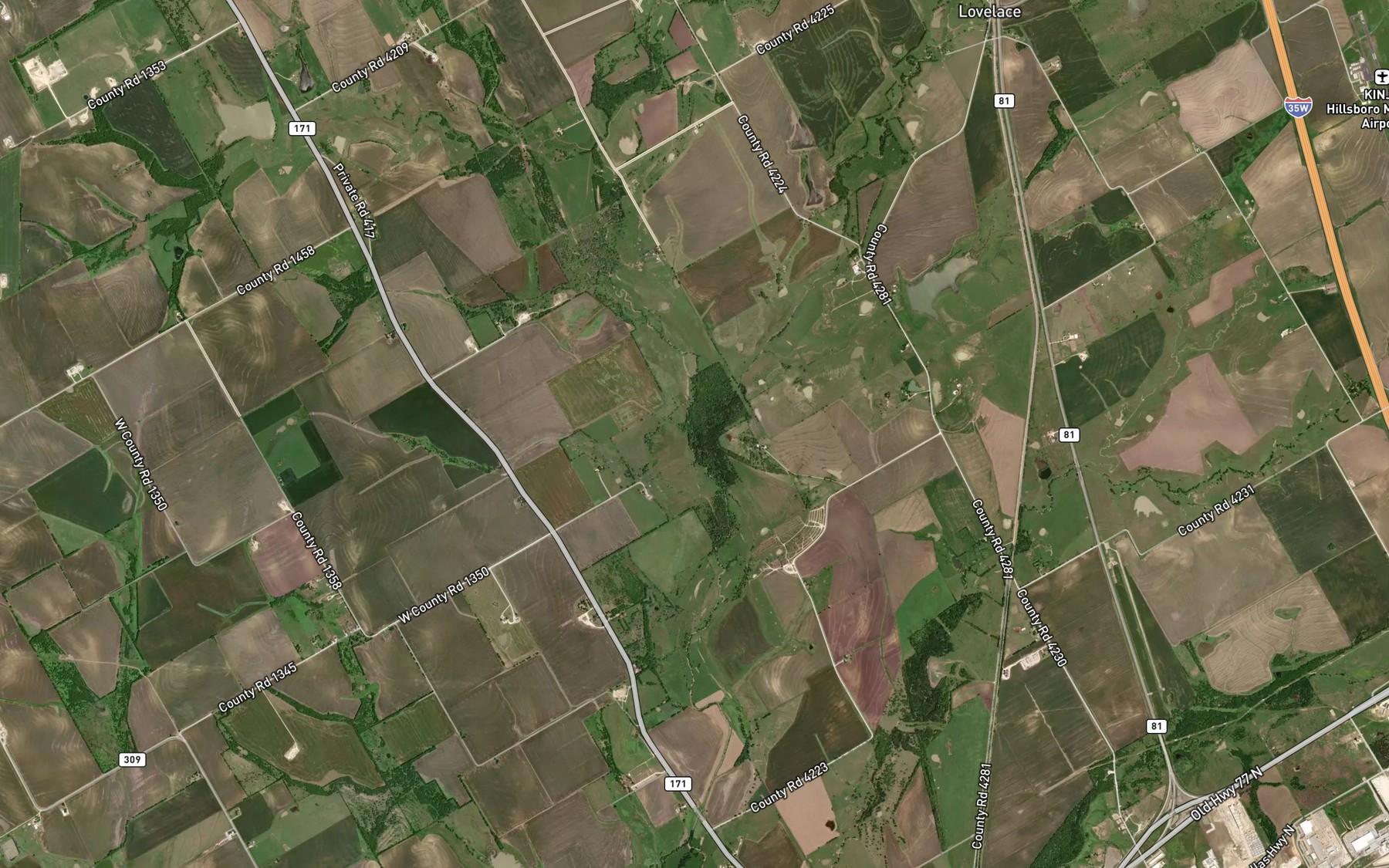 Satellite map of the Lovelace Creek