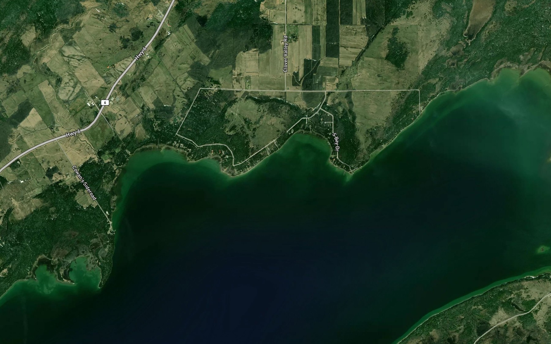 Satellite map of the Charlton Bay