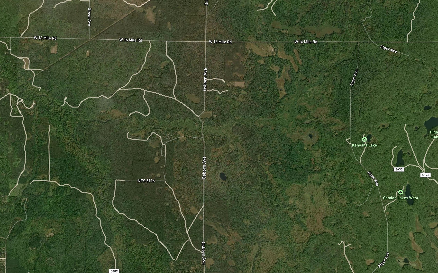 Satellite map of the Triple Lakes Creek
