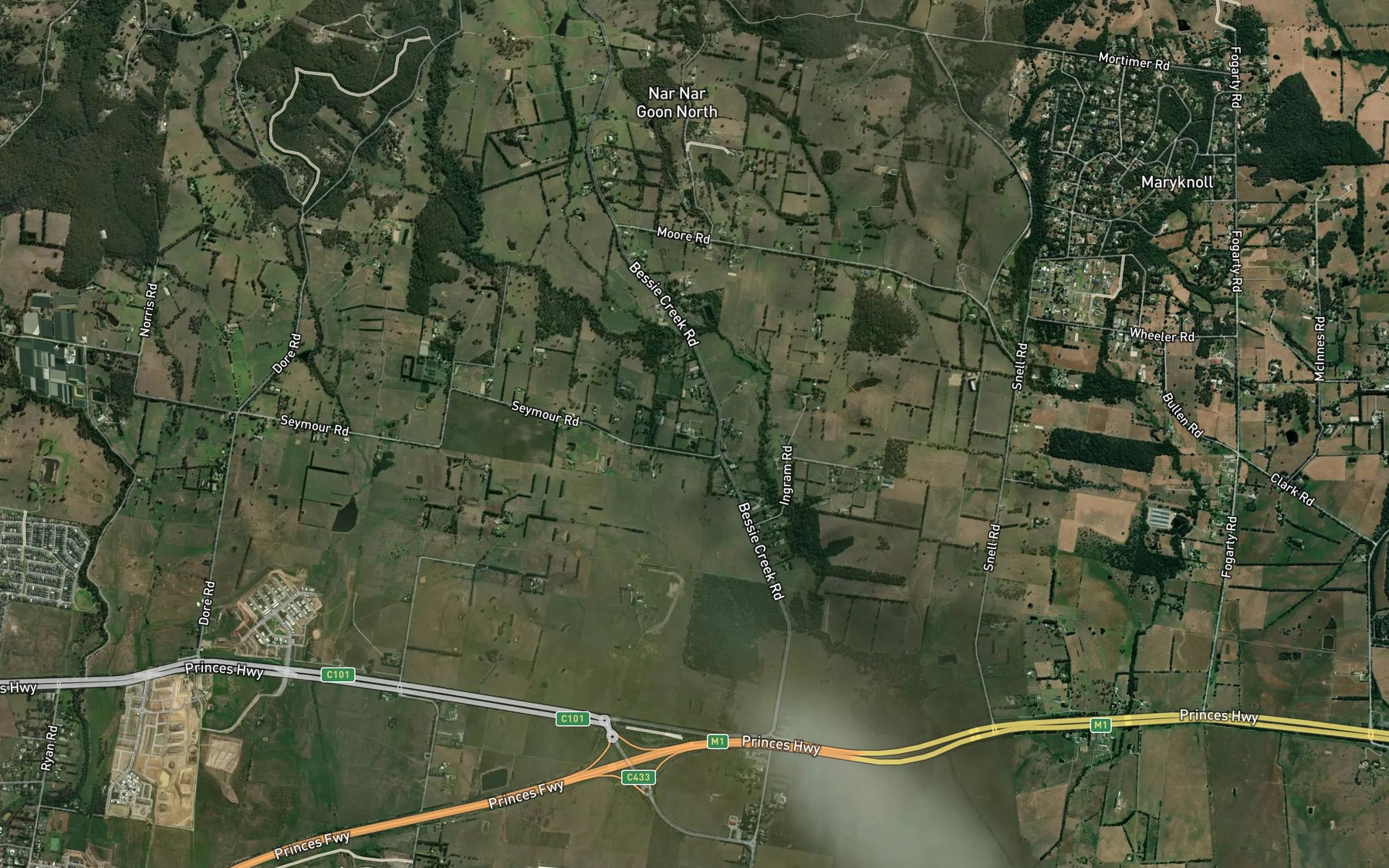 Satellite map of the Bessies Creek