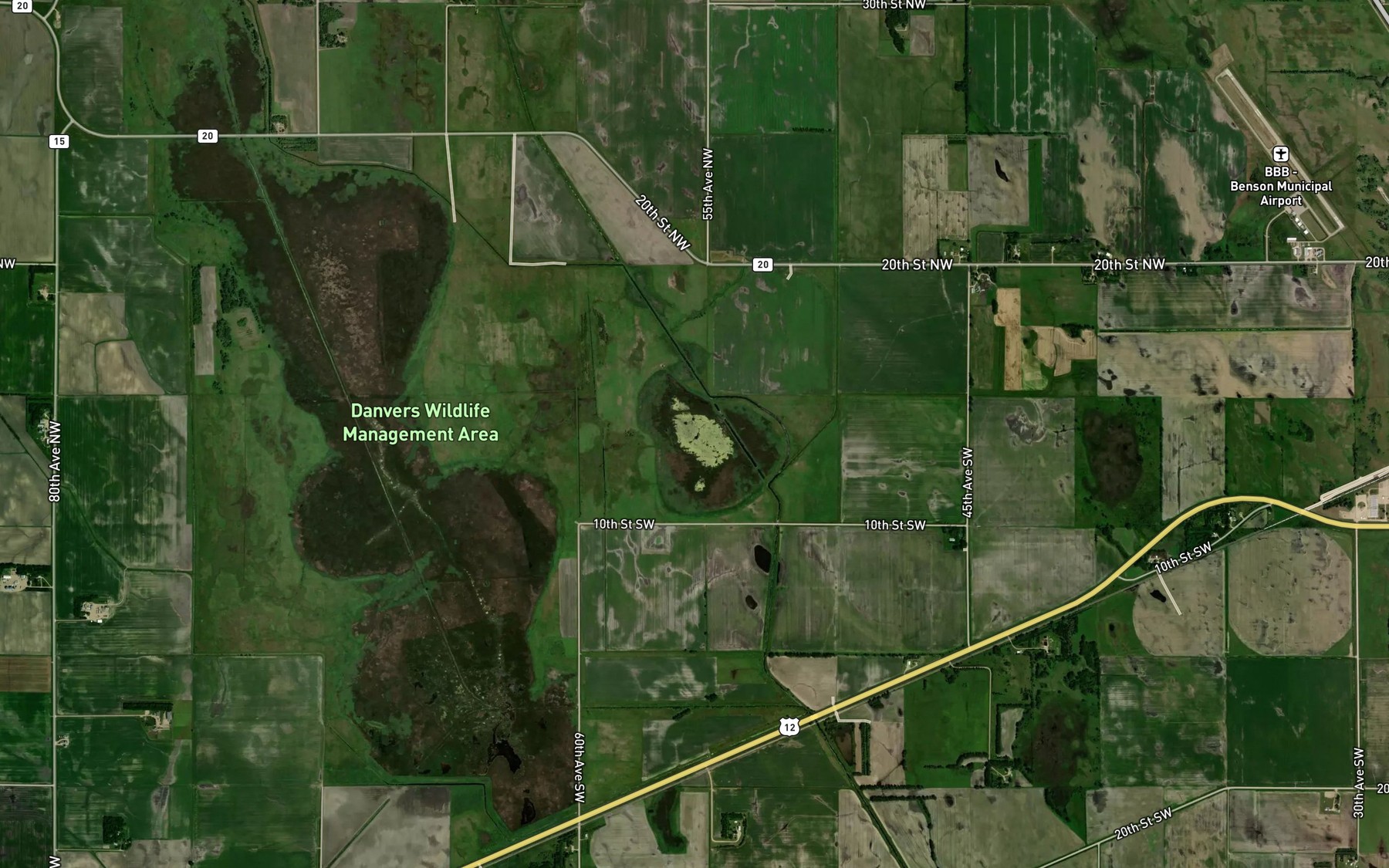 Satellite map of the Hoffs Slough