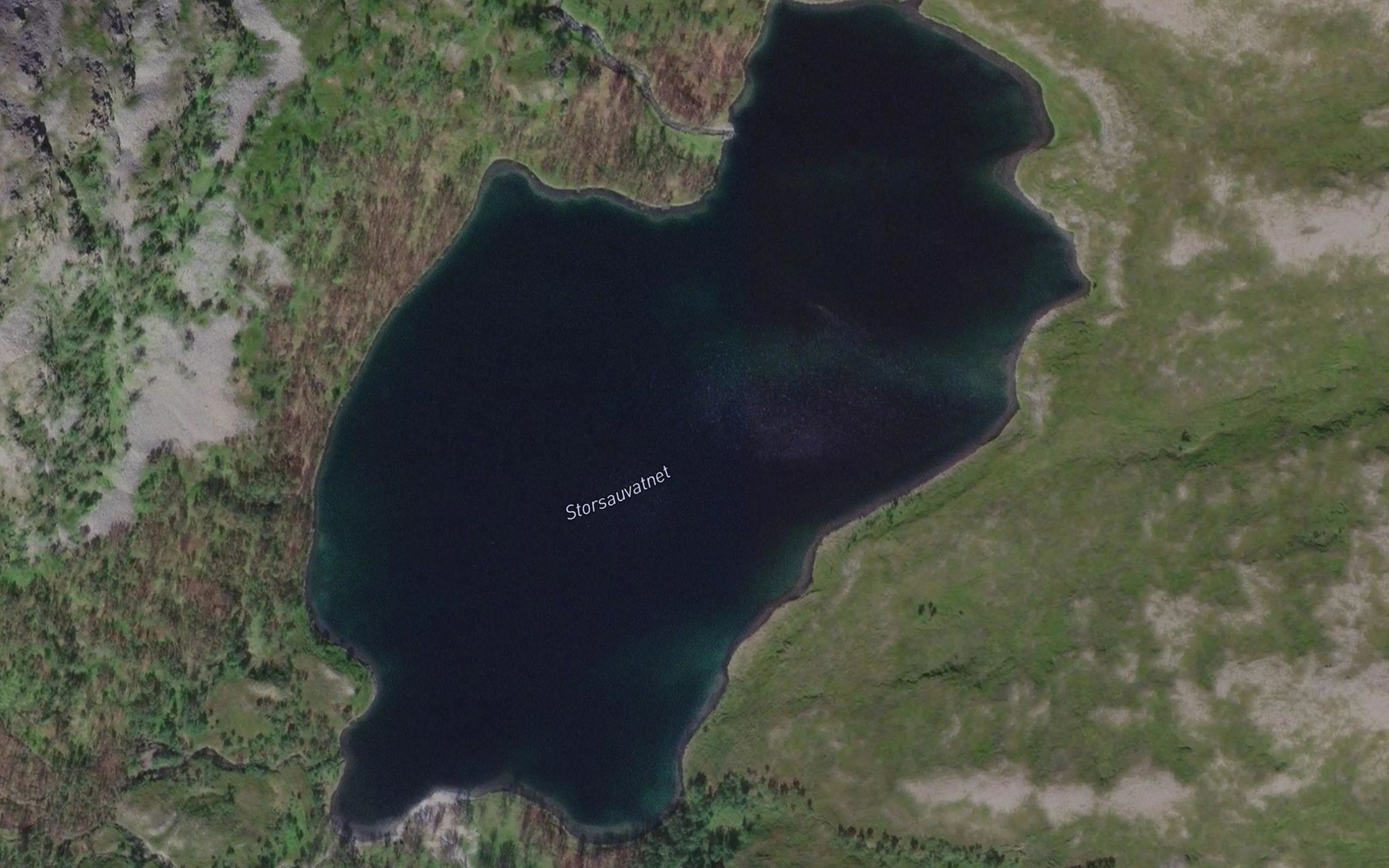 Satellite map of the Sauevatnet,store