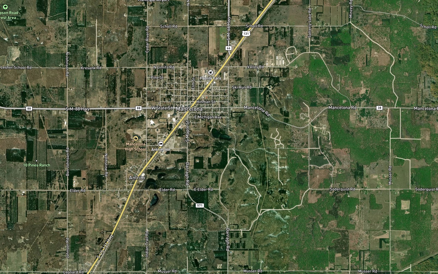 Satellite map of the Johnson Pond
