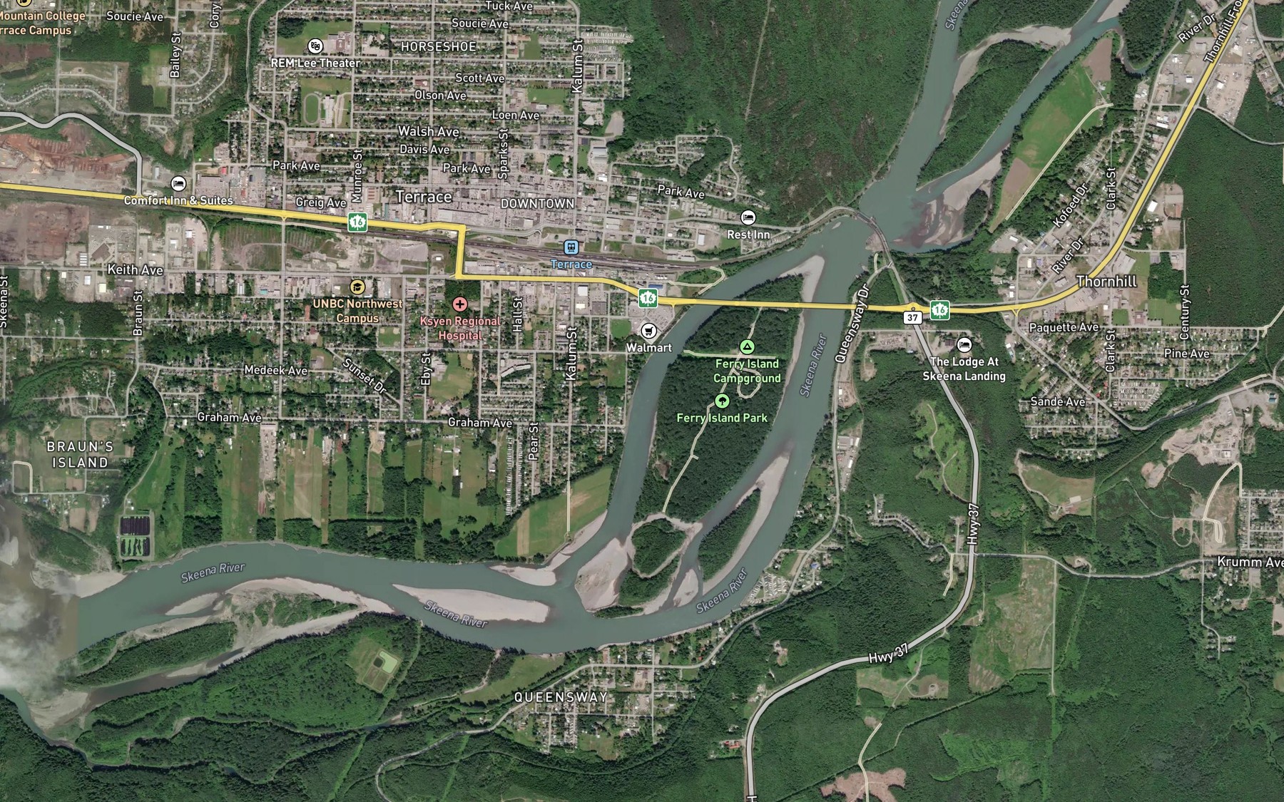 Satellite map of the Kerr Channel