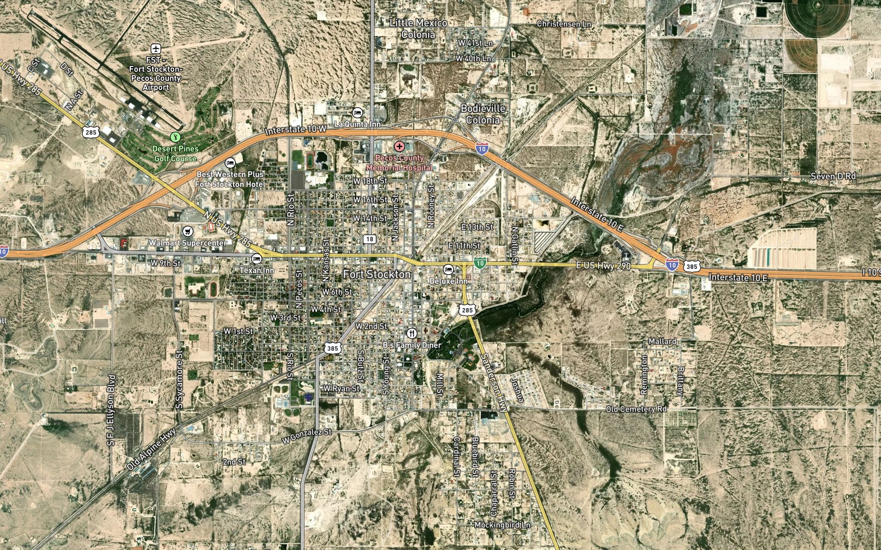 Satellite map of the Comanche Springs (historical)