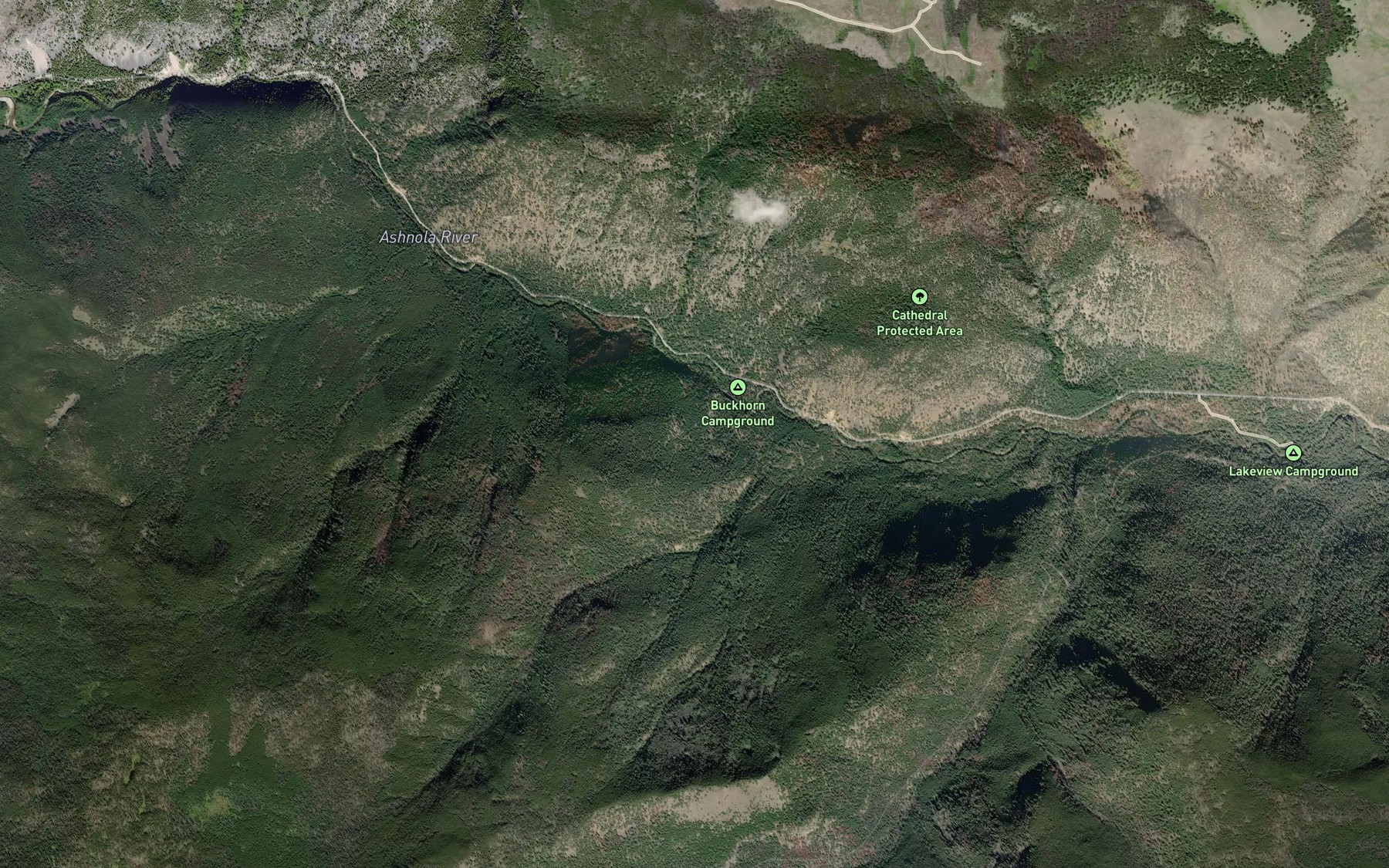Satellite map of the Skwekust Creek