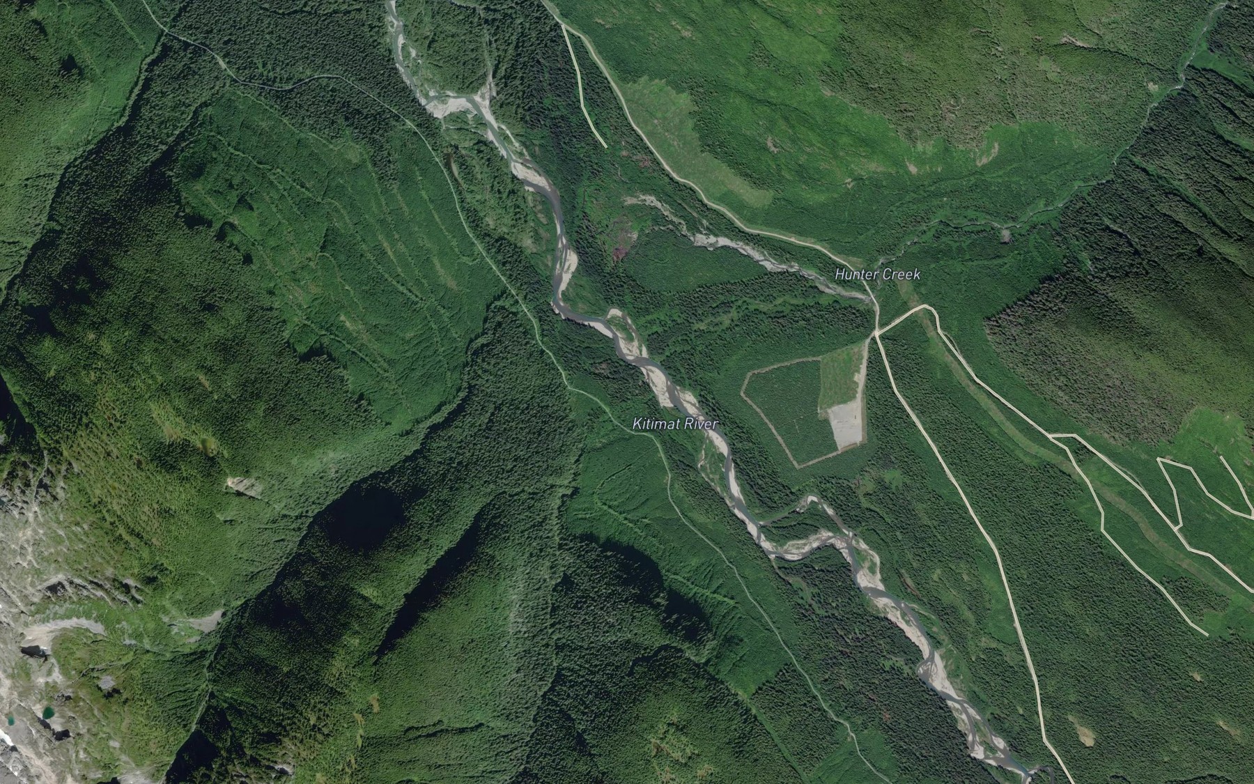 Satellite map of the Hunter Creek