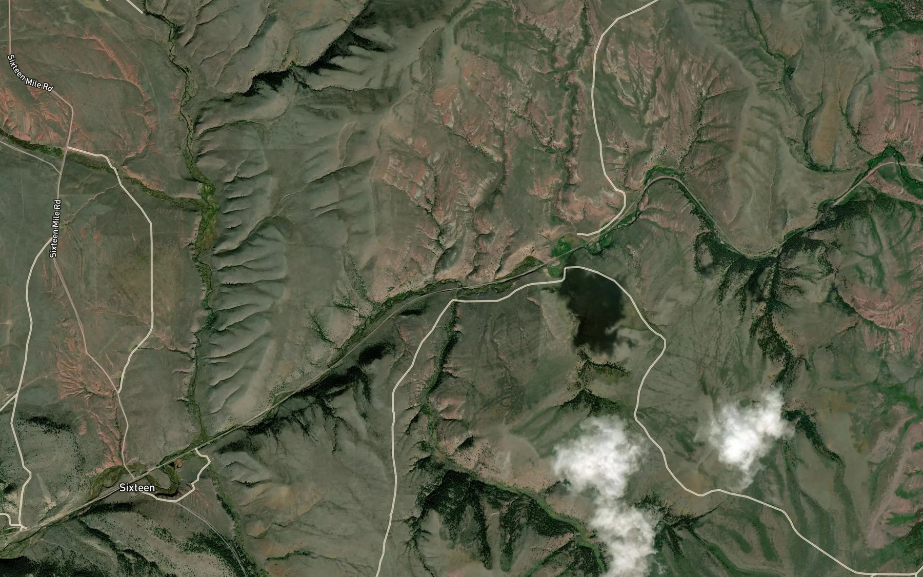 Satellite map of the Rye Grass Creek