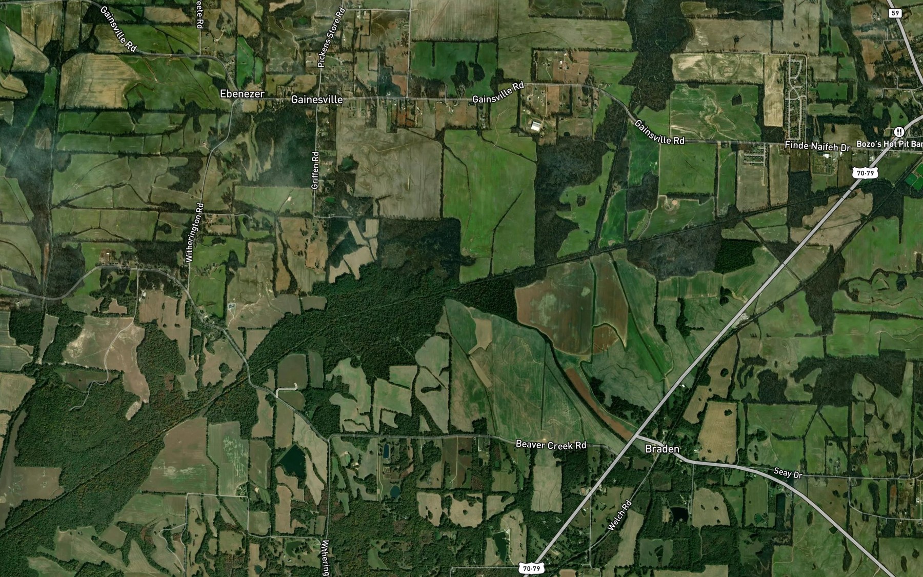 Satellite map of the East Beaver Creek Canal