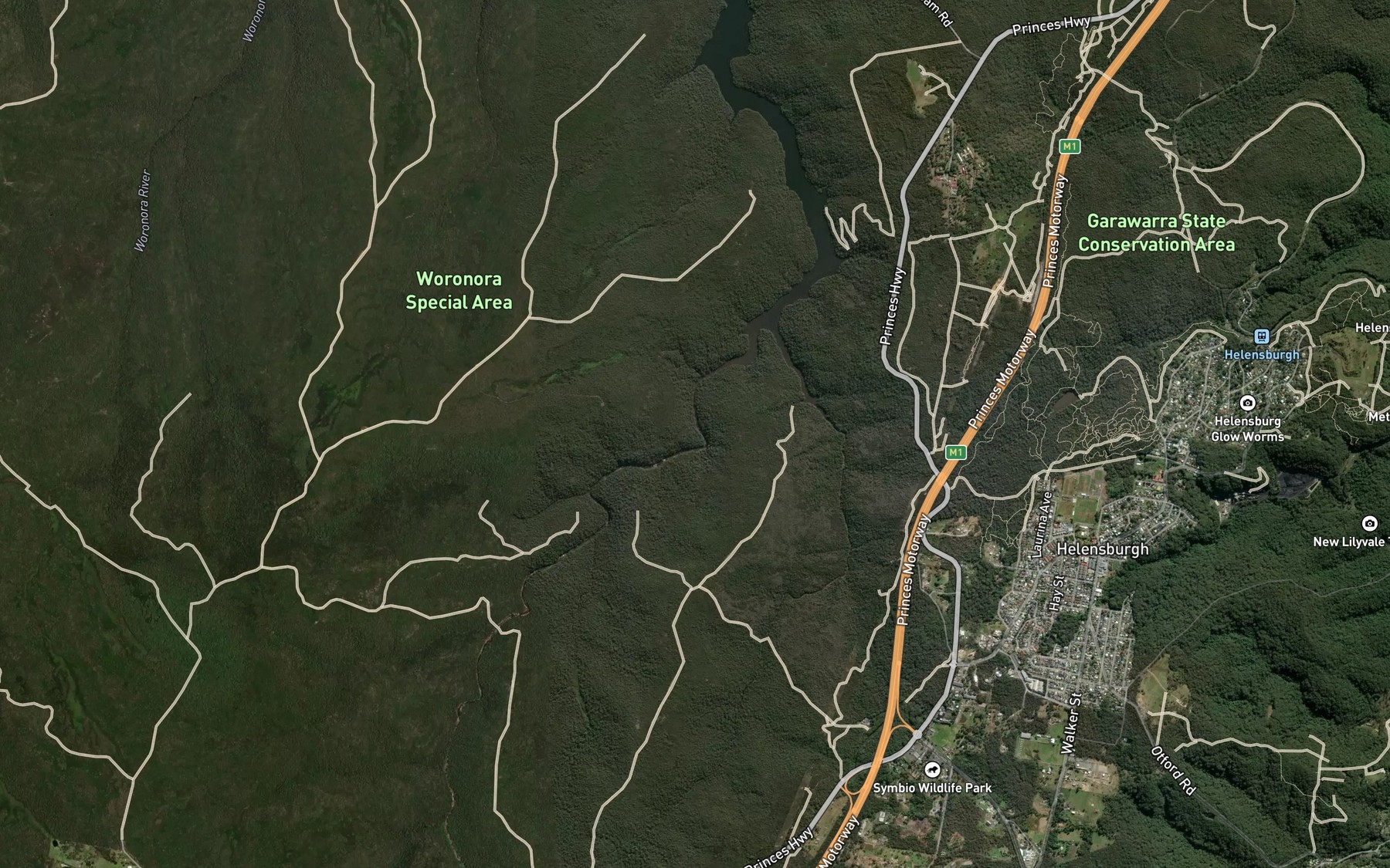 Satellite map of the Flat Rock Creek