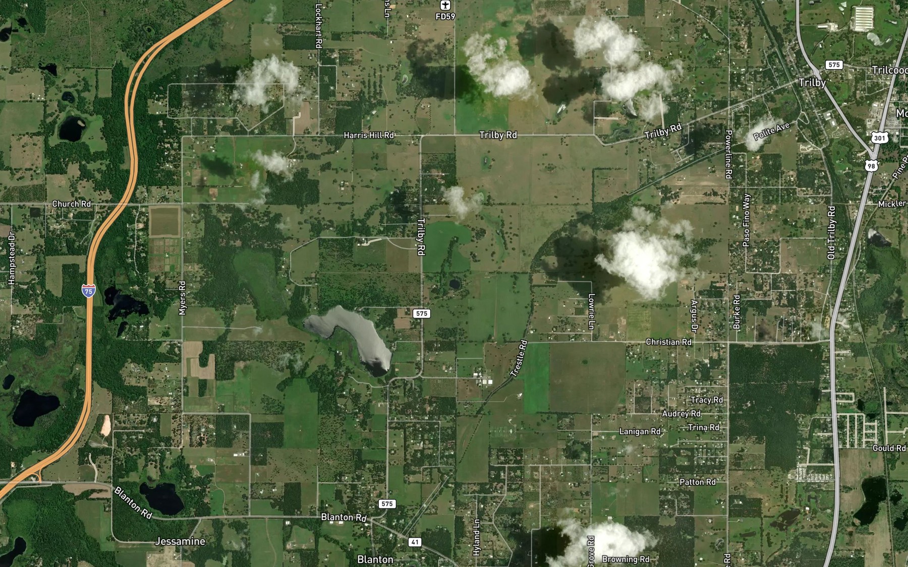 Satellite map of the Mirror Lake