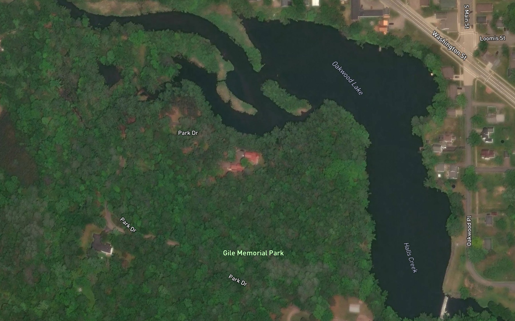 Satellite map of the Oakwood Lake 45