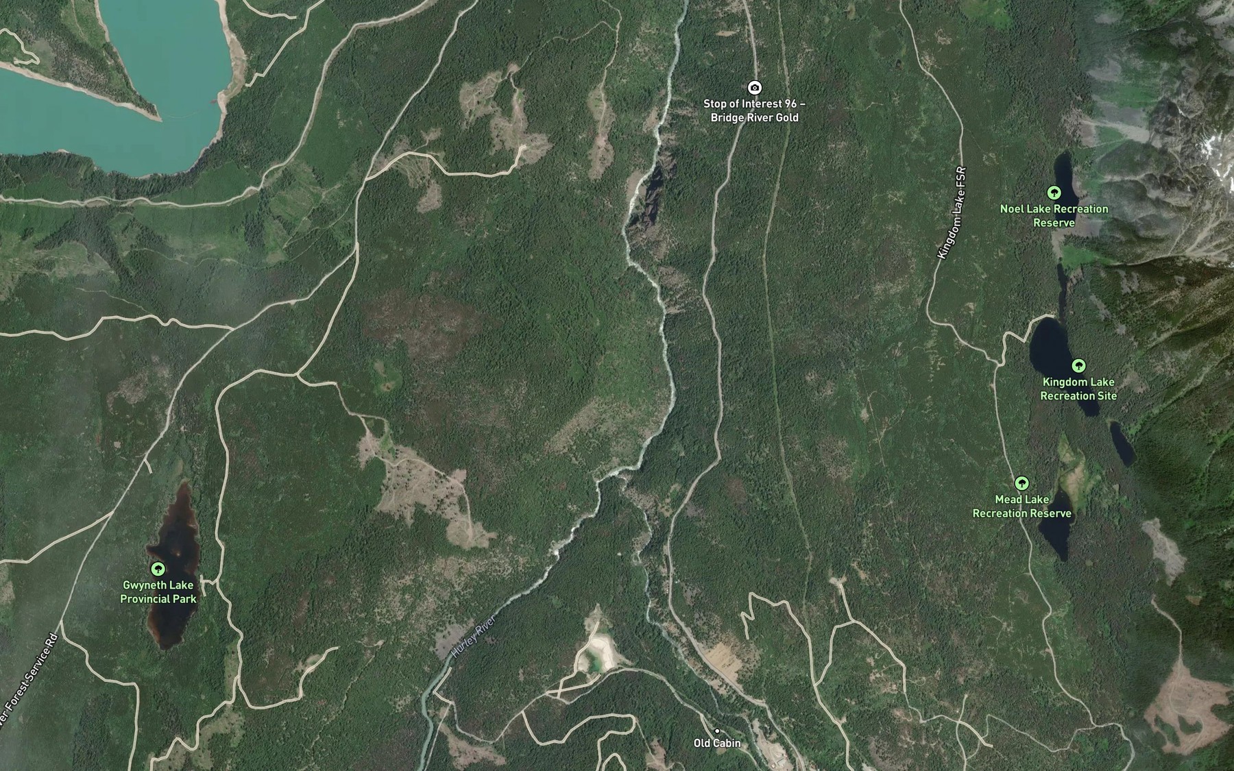 Satellite map of the Cadwallader Creek