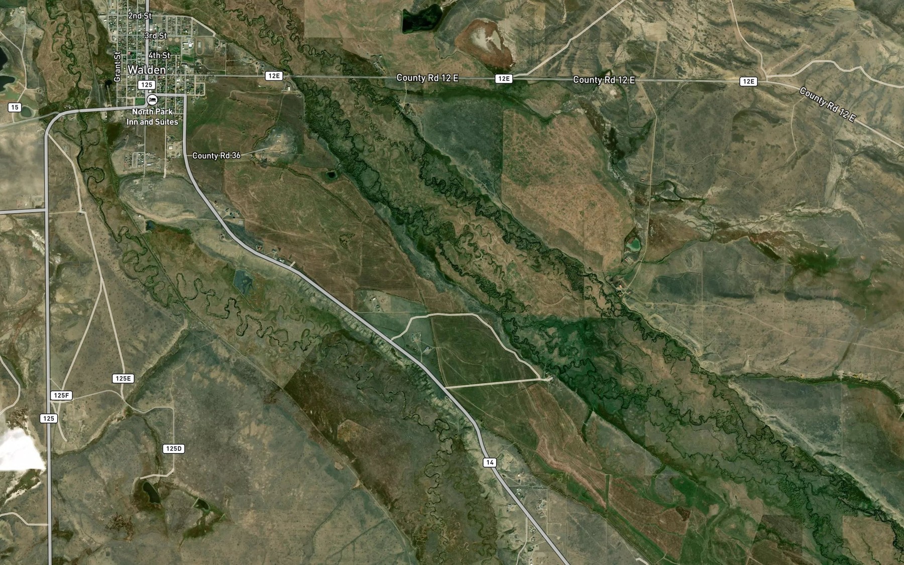Satellite map of the Jakey Ditch