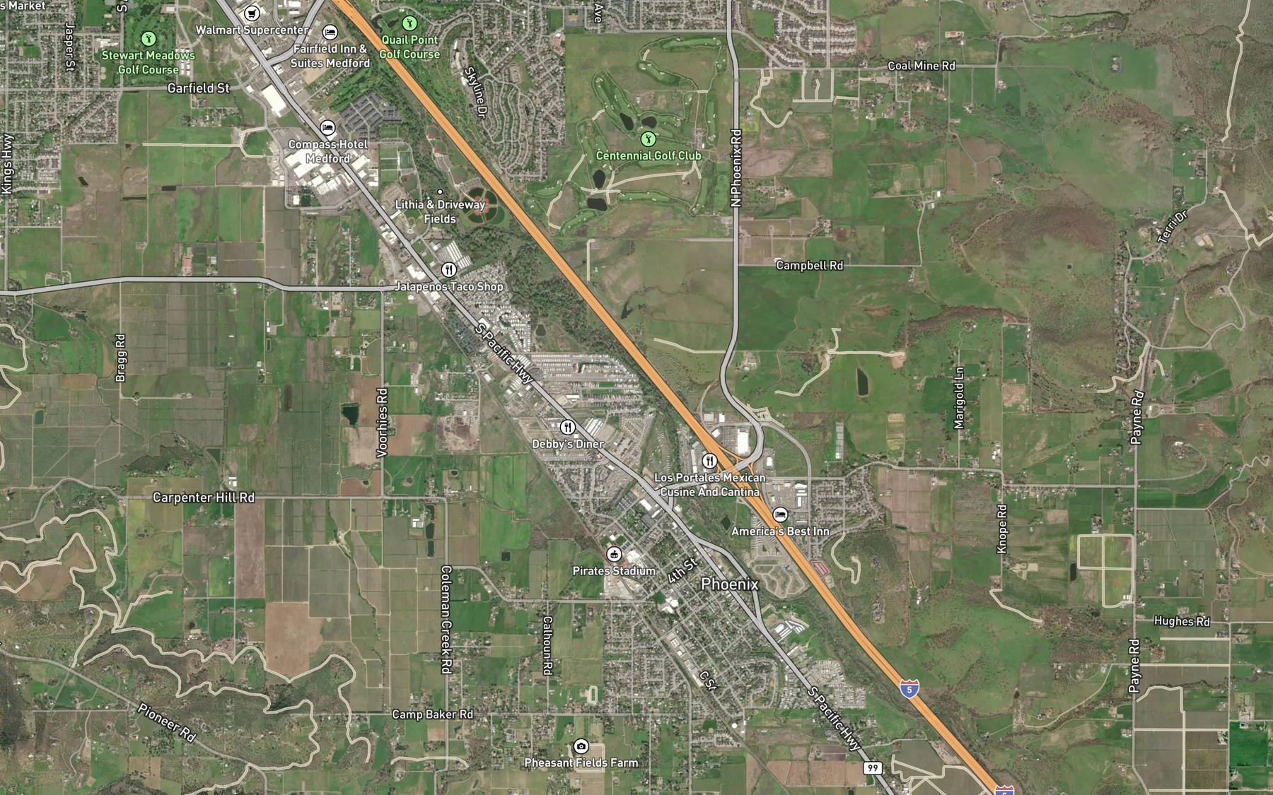 Satellite map of the Coleman Creek