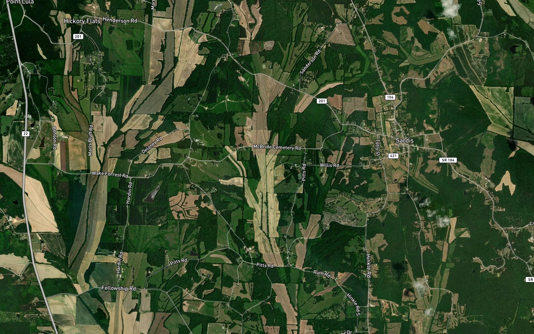Satellite map of the Caney Branch