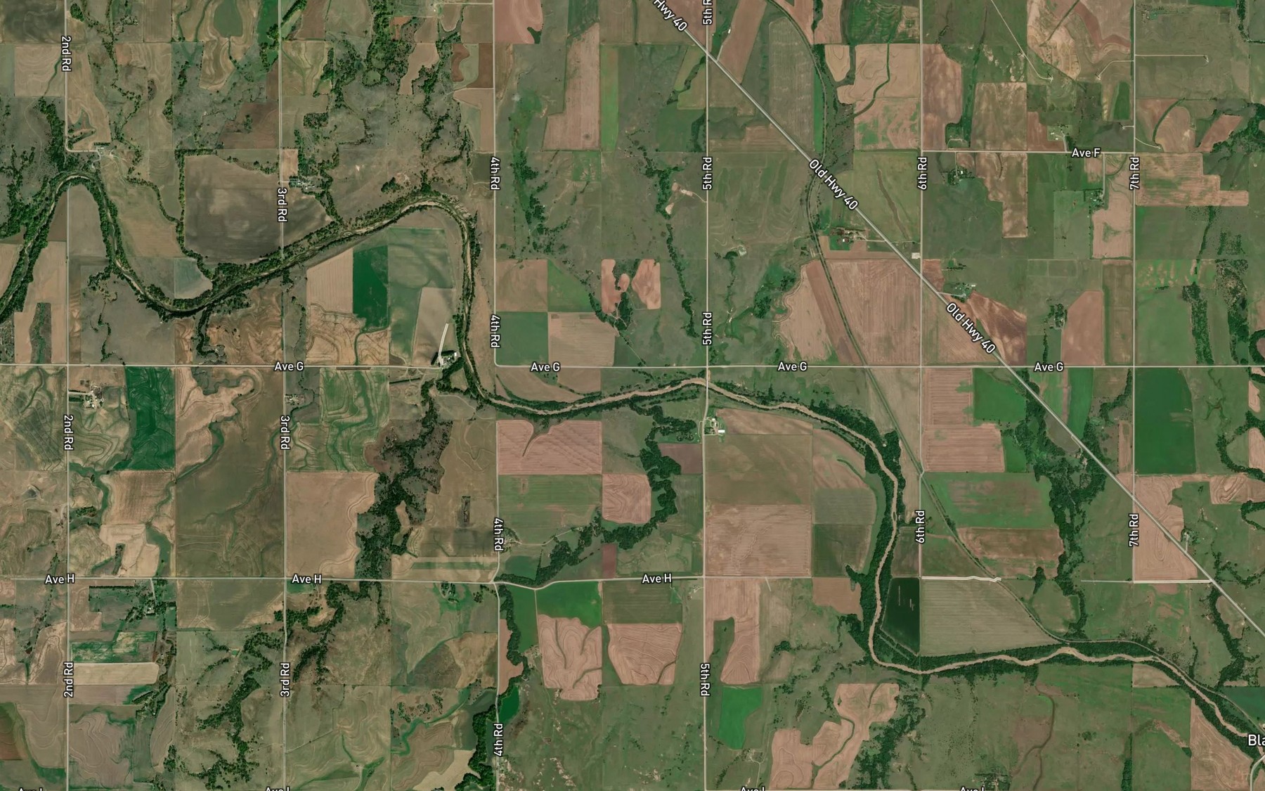 Satellite map of the Blood Creek