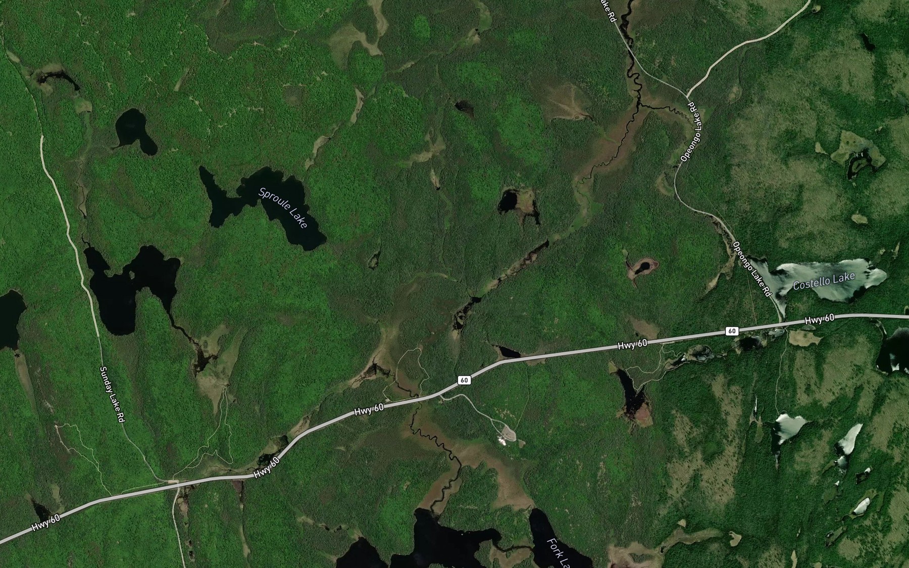Satellite map of the Sunday Creek