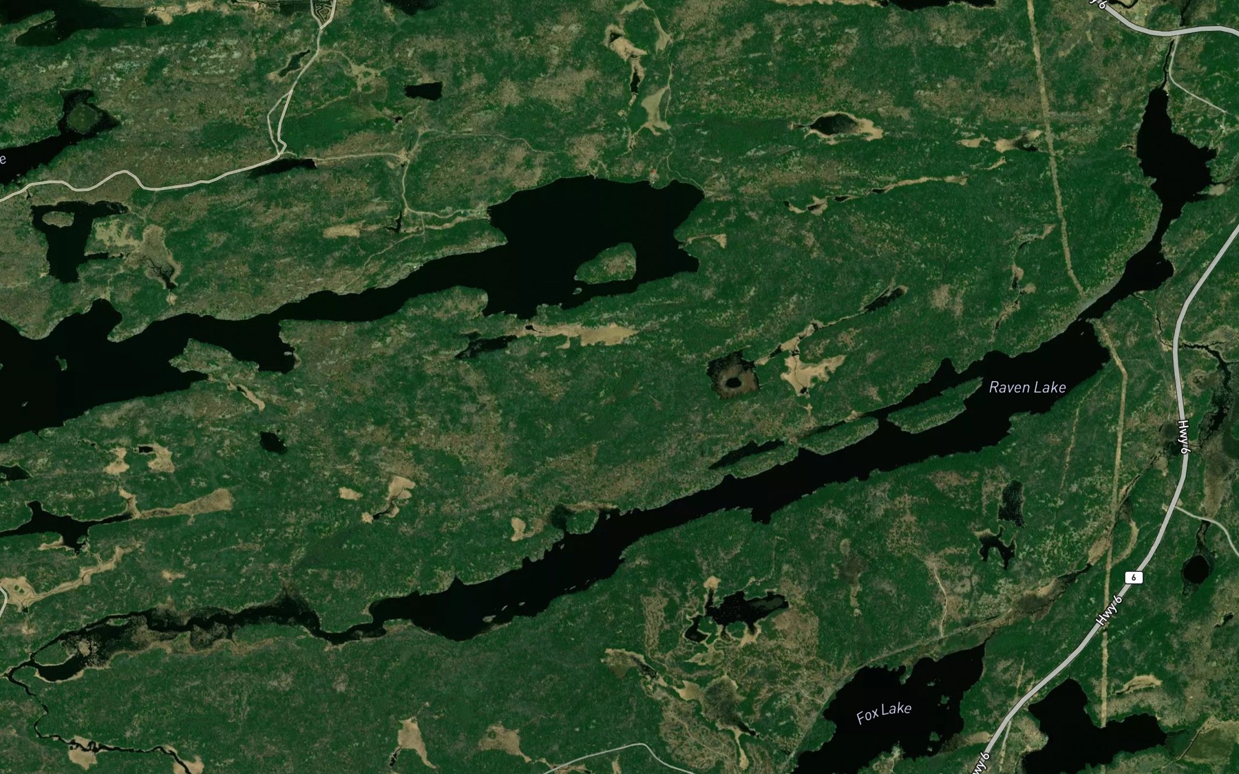 Satellite map of the Raven Lake