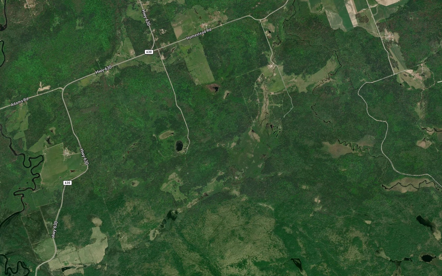 Satellite map of the Crookstick Creek