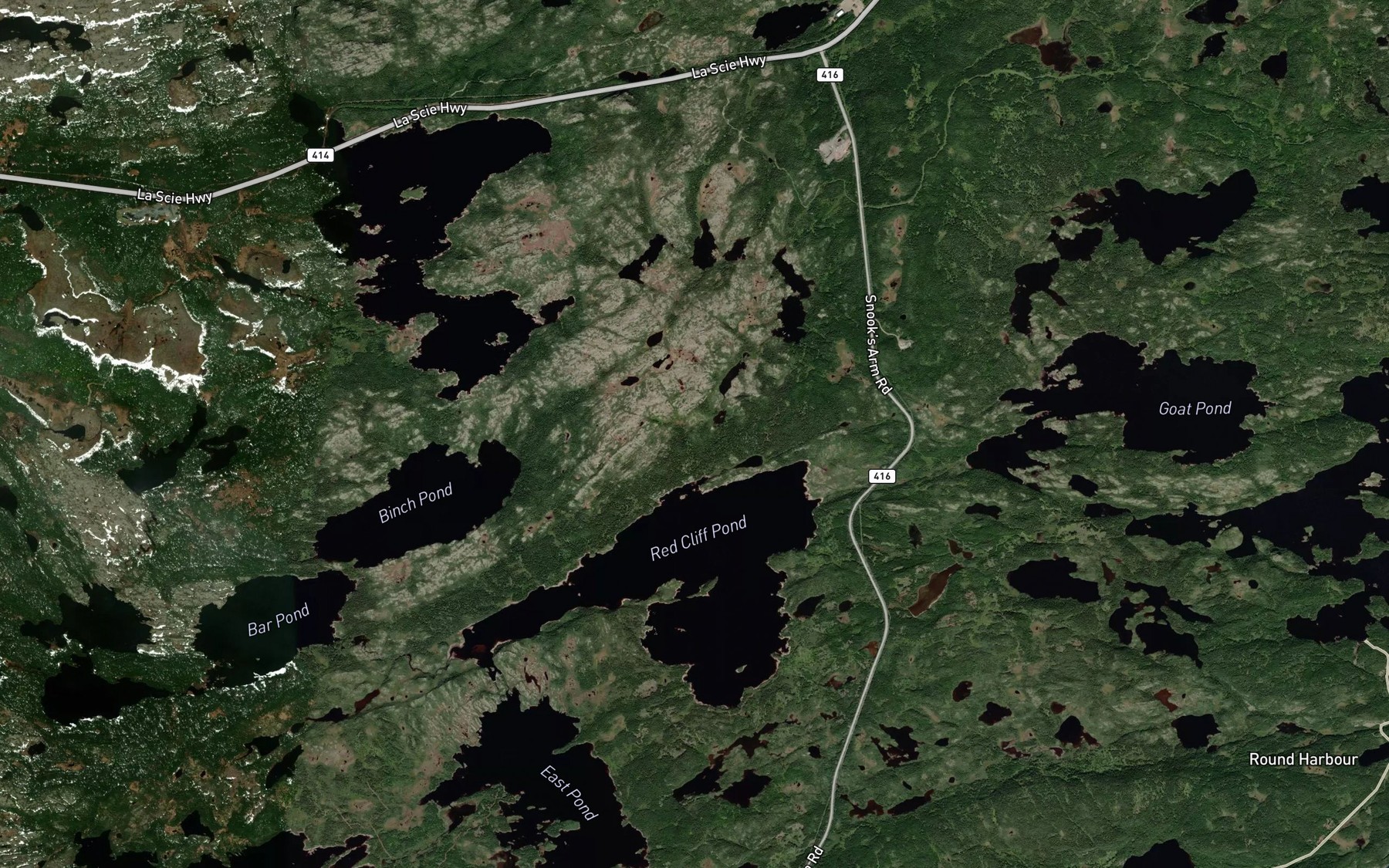 Satellite map of the Red Cliff Pond