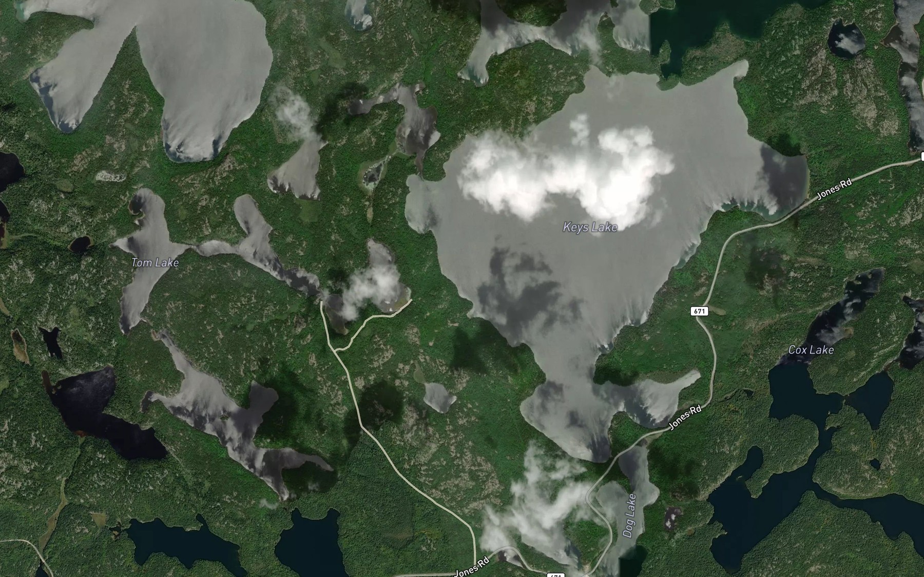 Satellite map of the Keys Creek