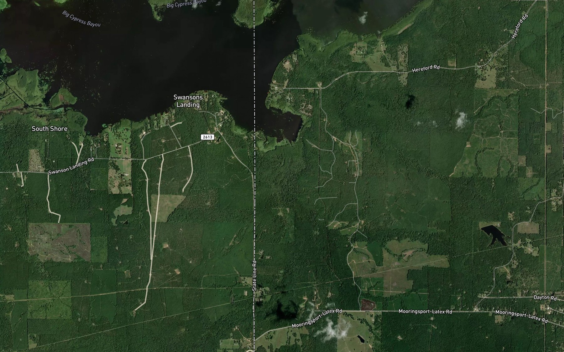 Satellite map of the Watson Bayou