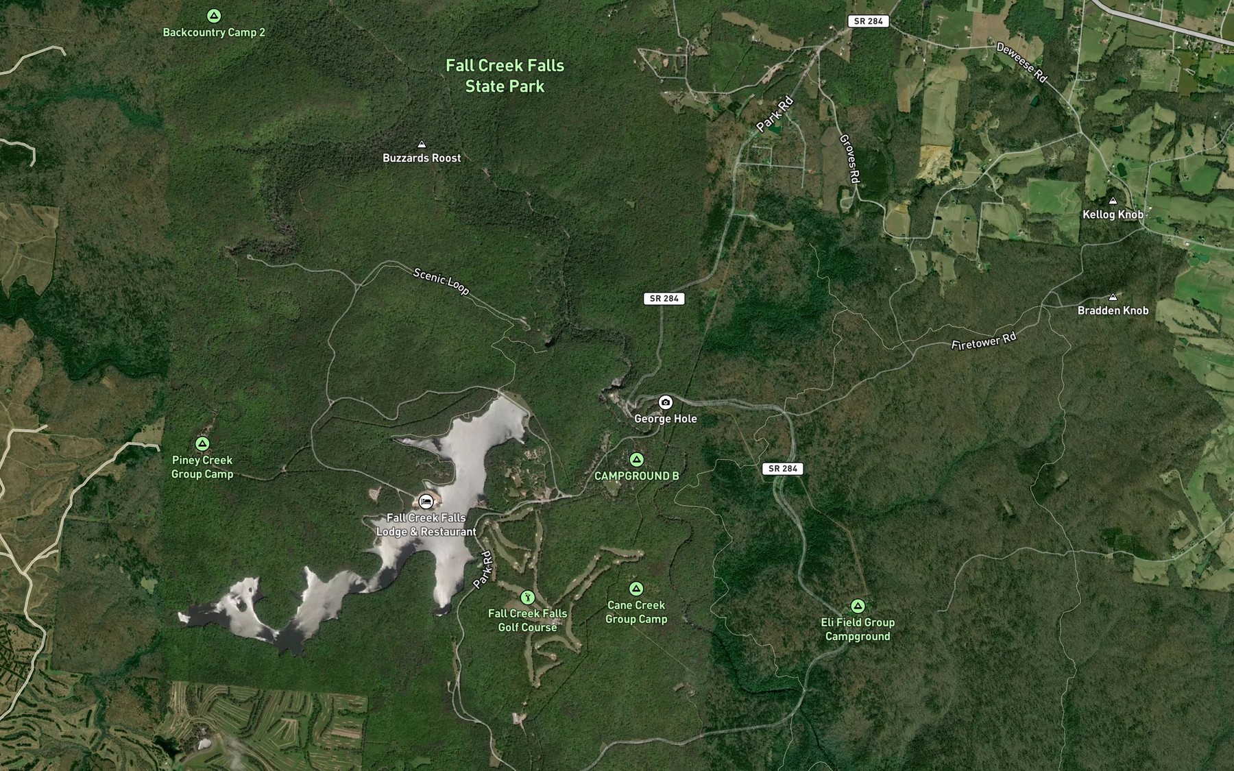 Satellite map of the Rockhouse Creek