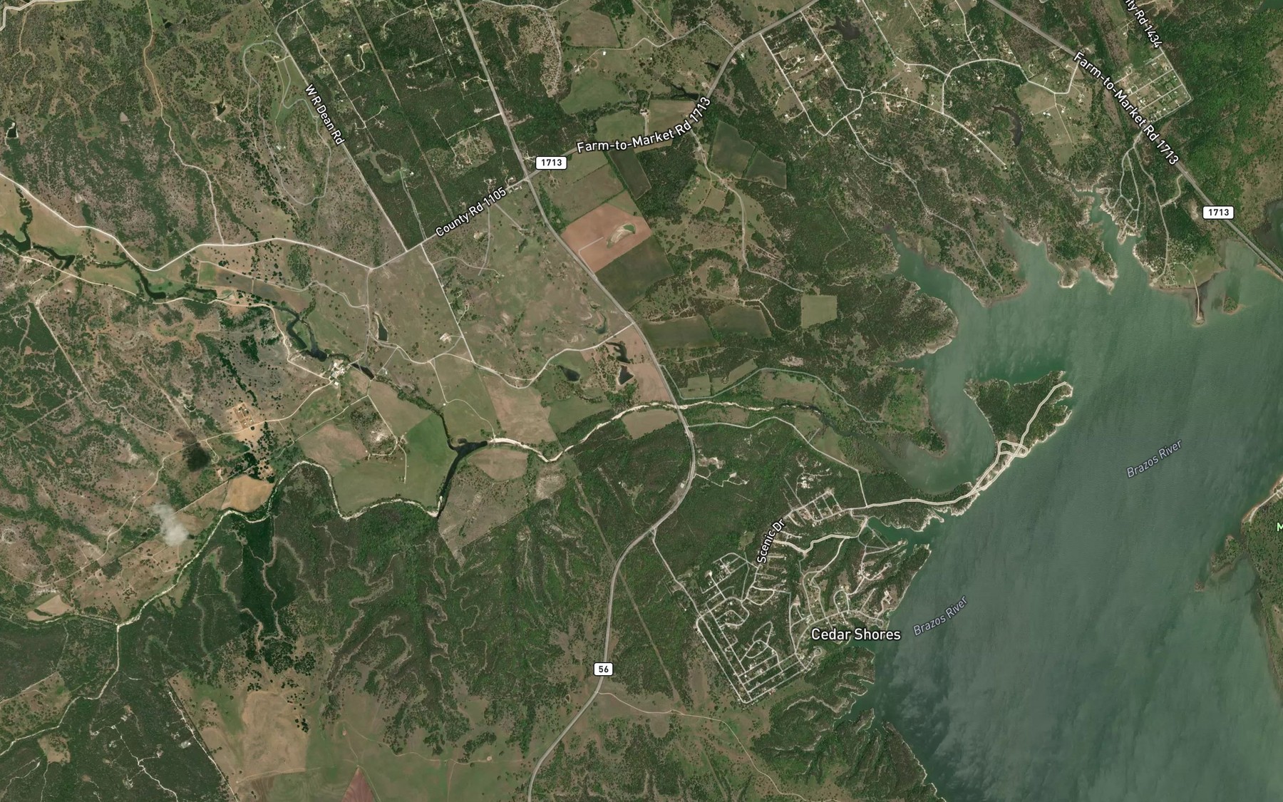 Satellite map of the Falls Branch