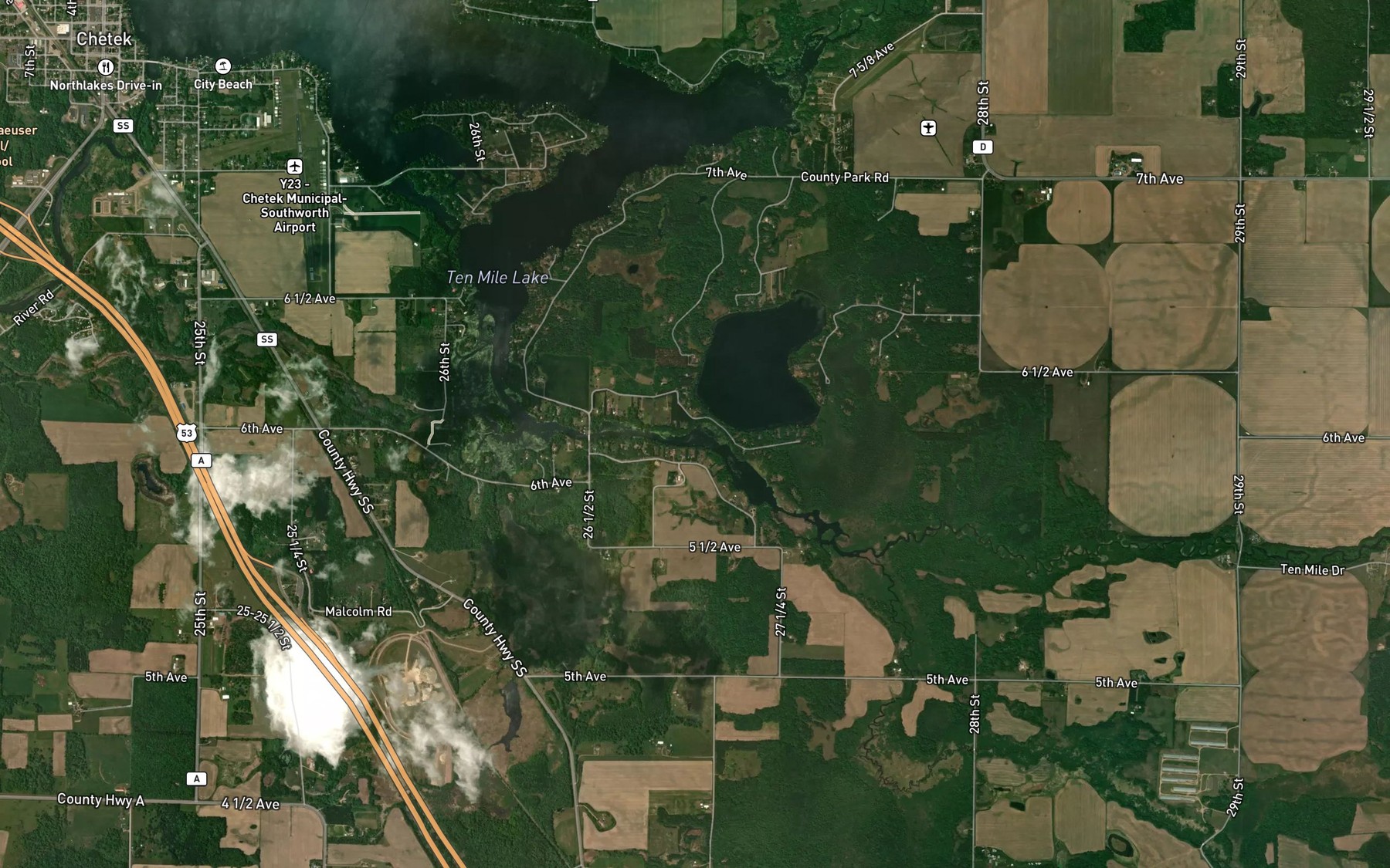 Satellite map of the Beaver Creek