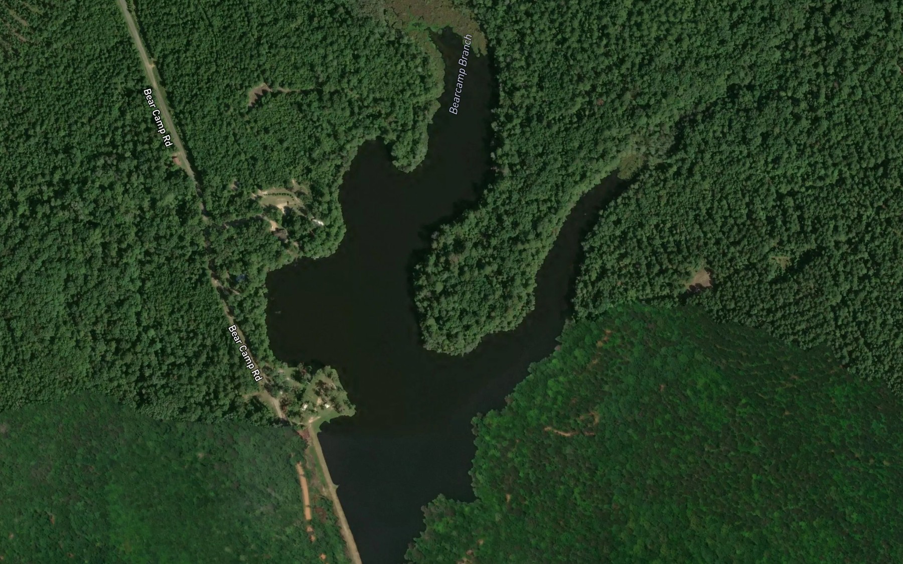 Satellite map of the Bearcamp Lake