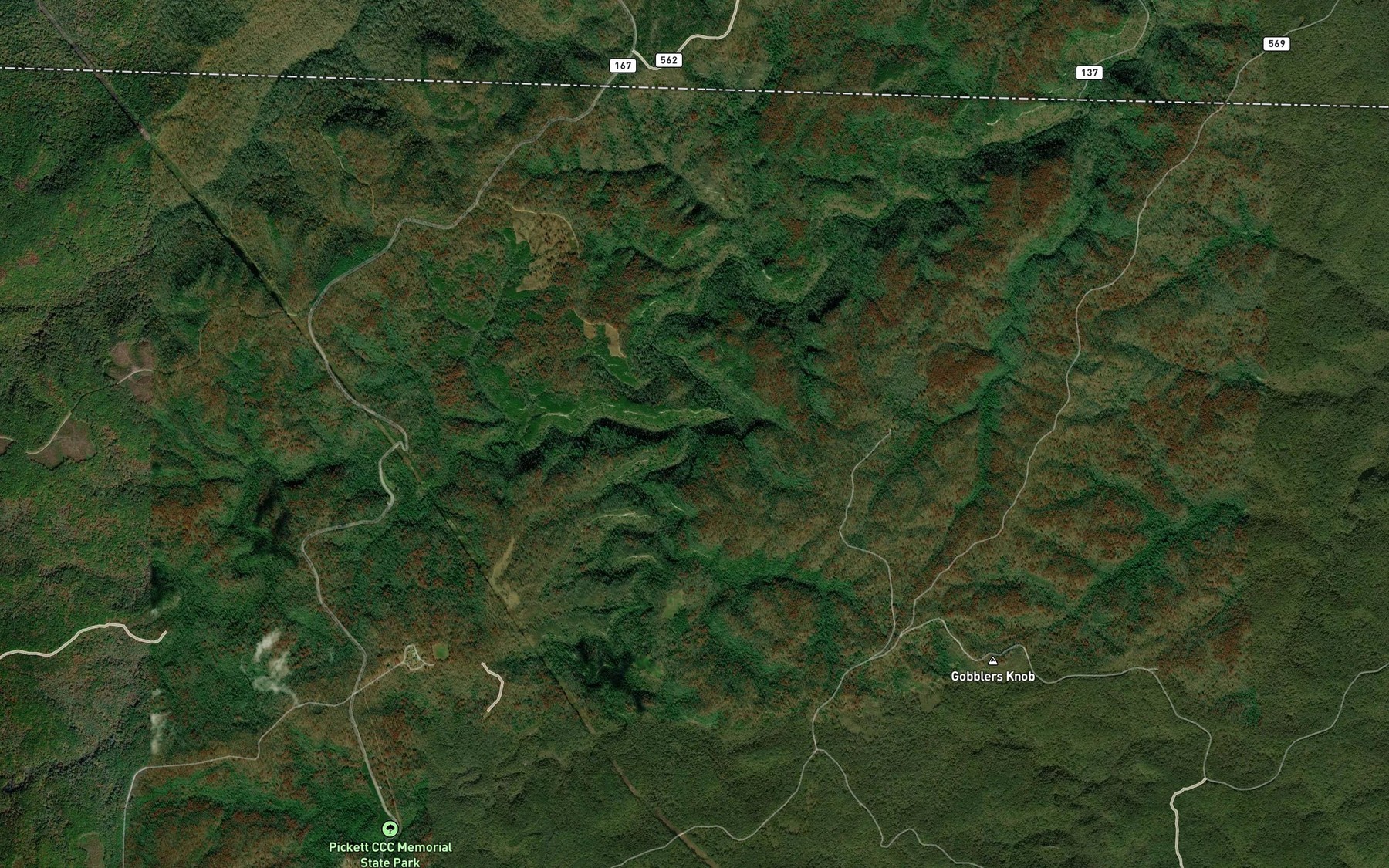 Satellite map of the Thompson Creek