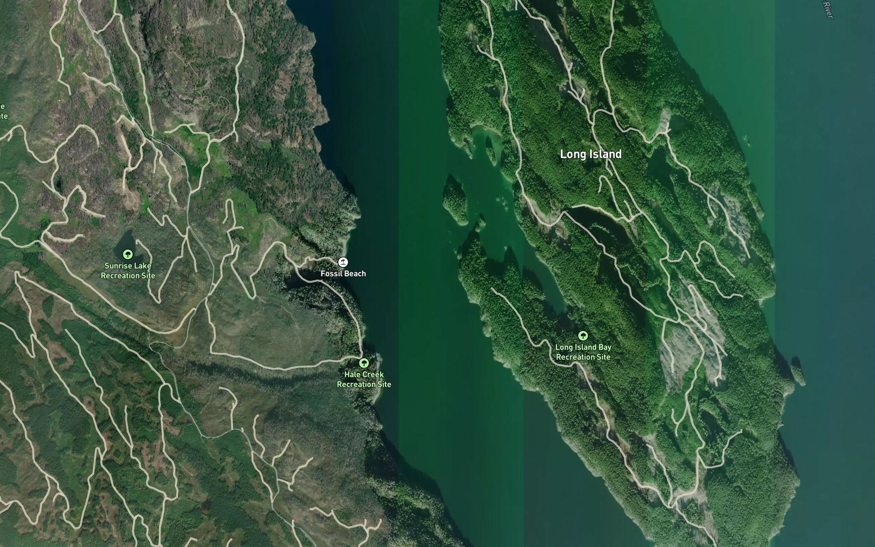 Satellite map of the Long Island Bay