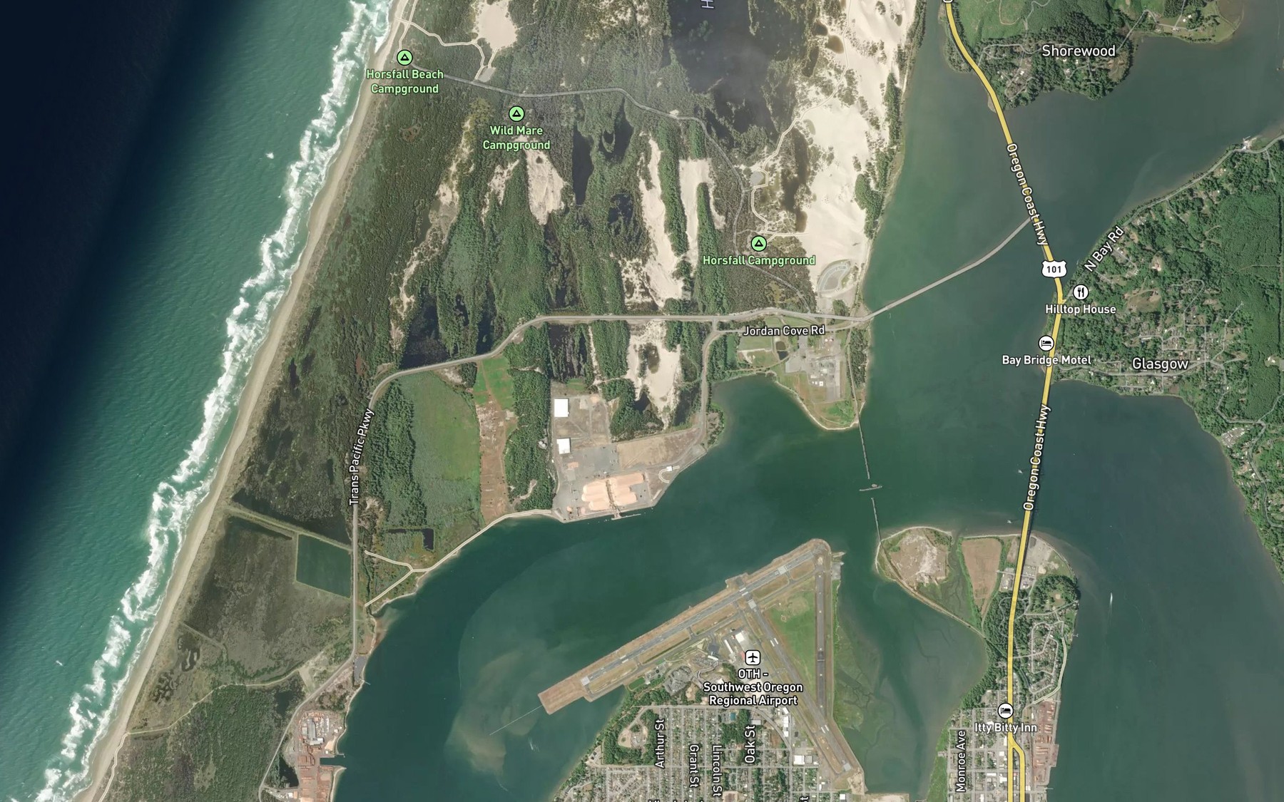 Satellite map of the Jordan Lake