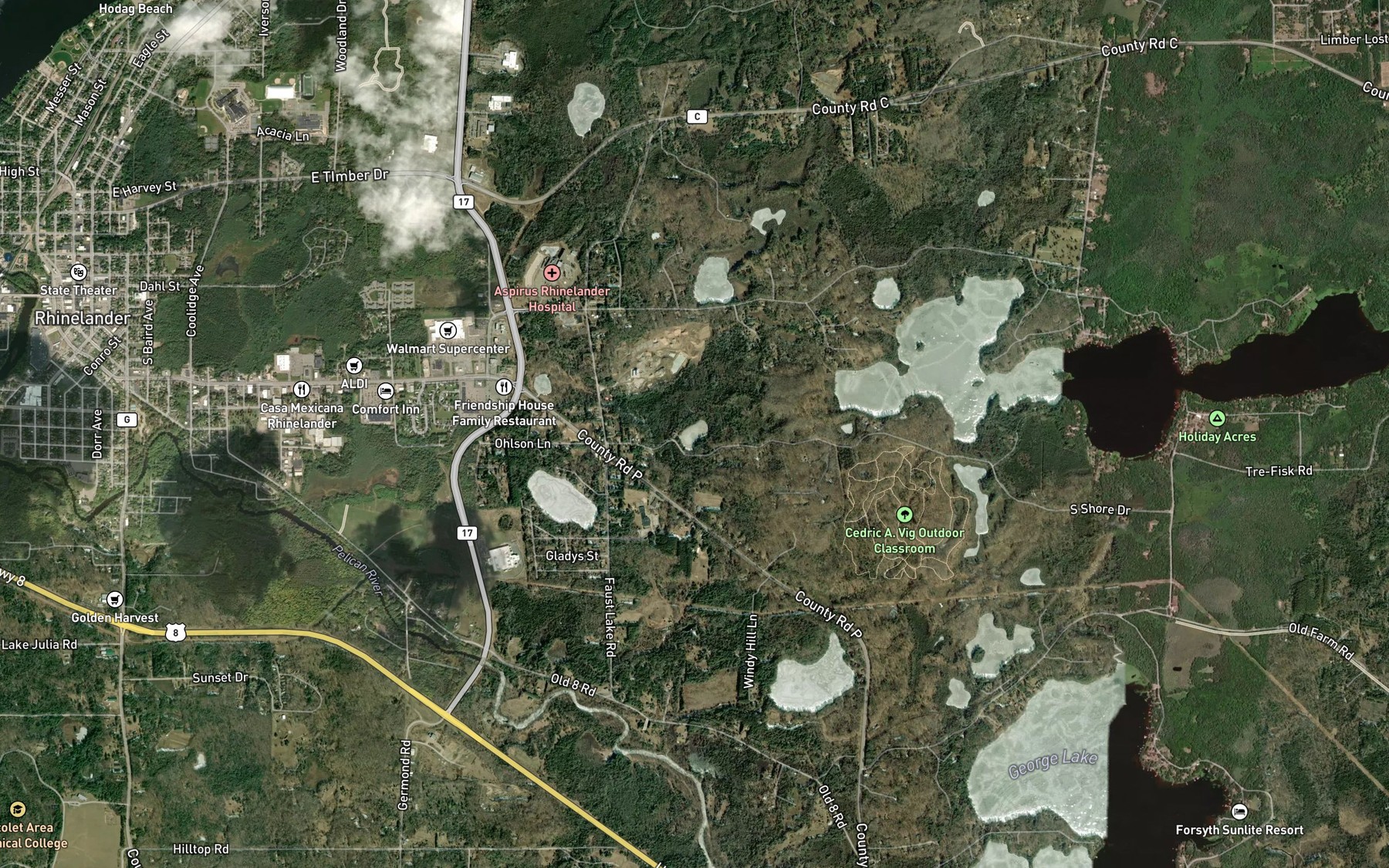 Satellite map of the Bullhead Lake