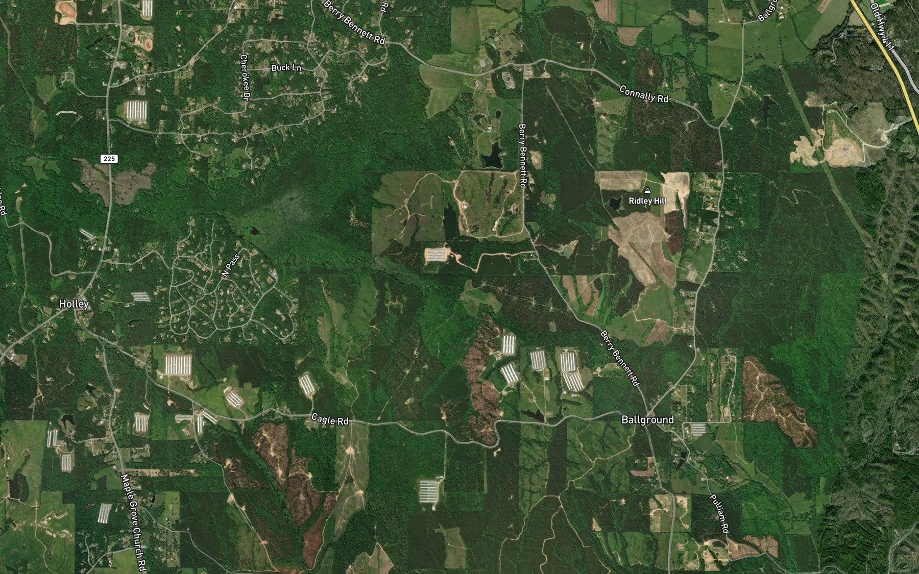 Satellite map of the Doe Branch