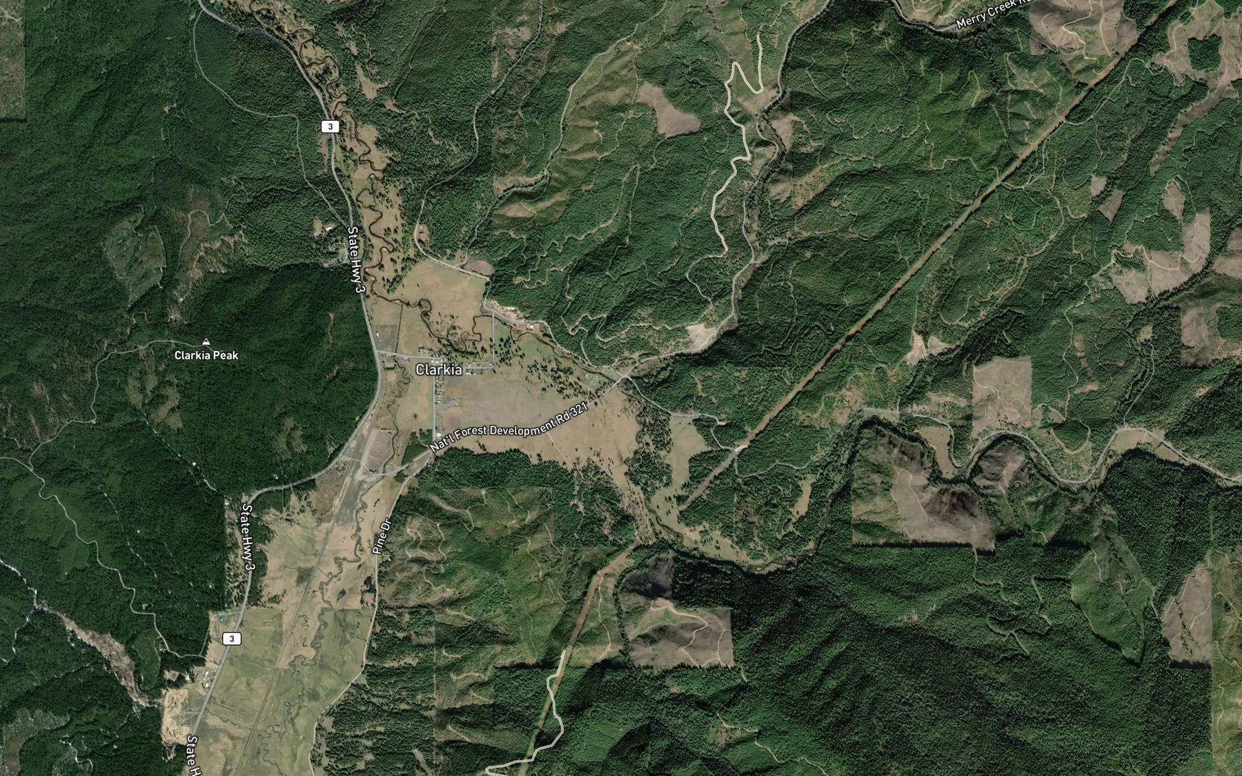 Satellite map of the Merry Creek