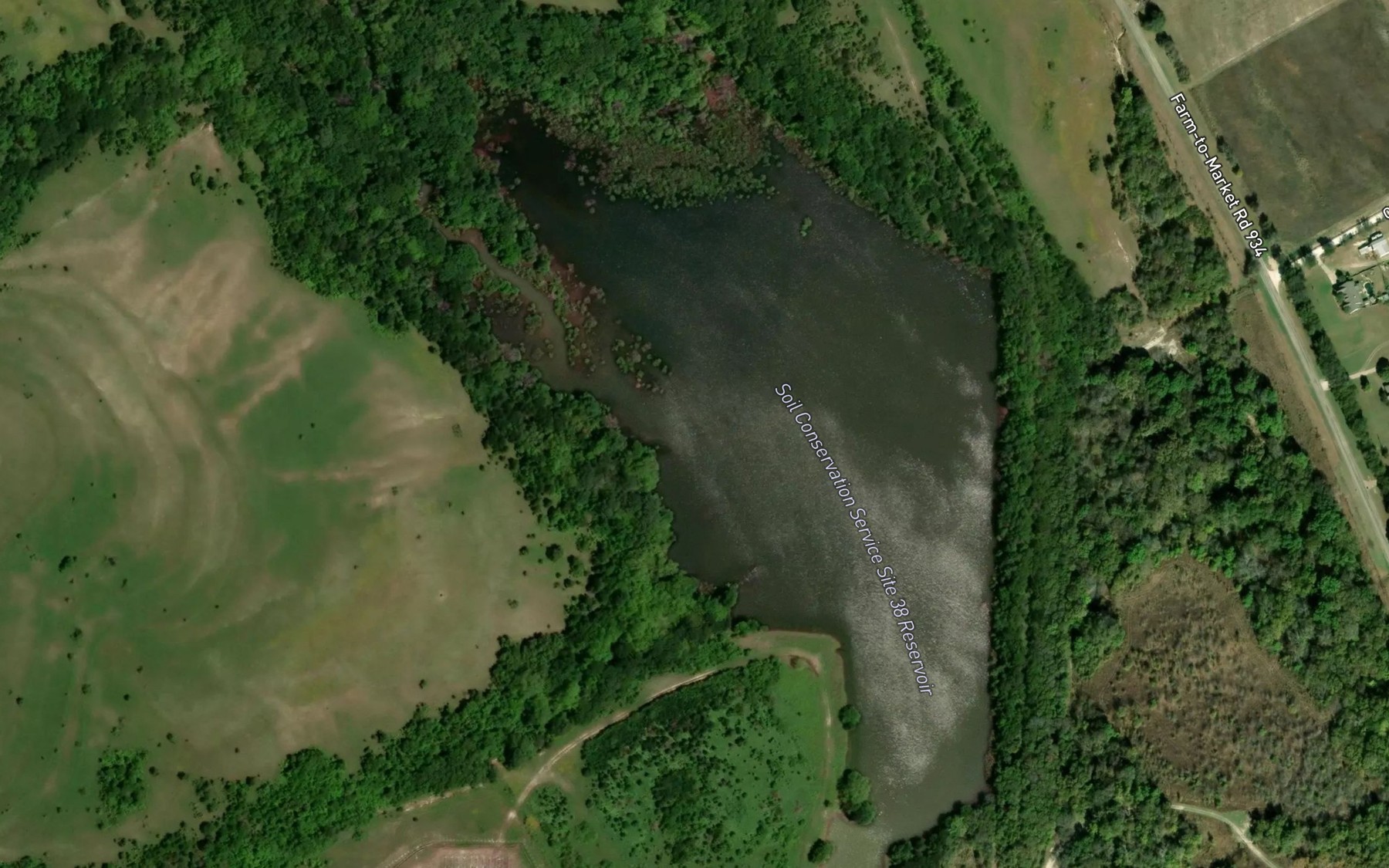 Satellite map of the Soil Conservation Service Site 38 Reservoir