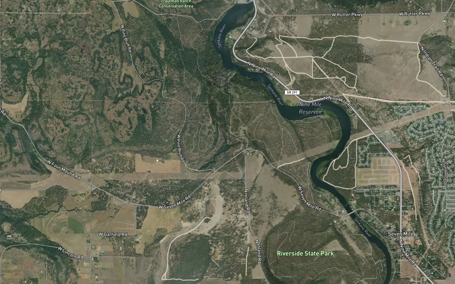 Satellite map of the Coulee Creek