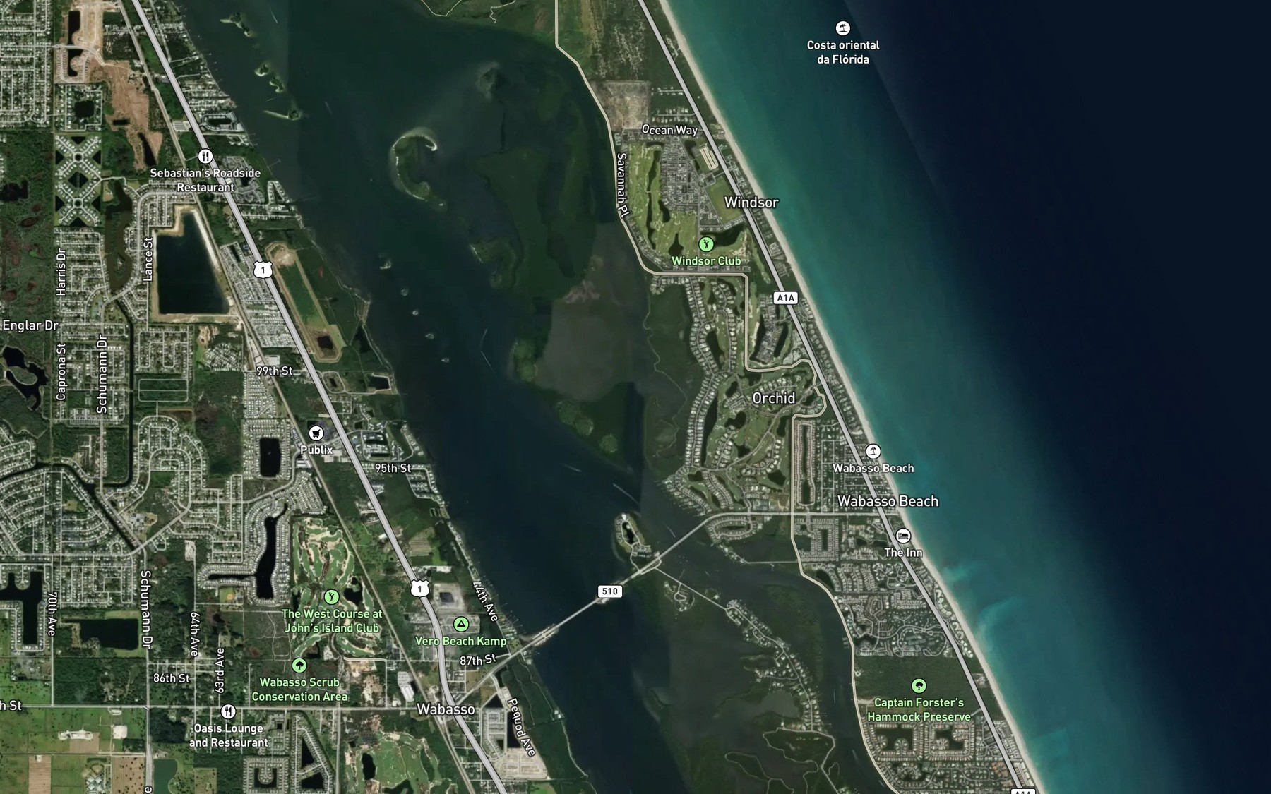 Satellite map of the East Channel