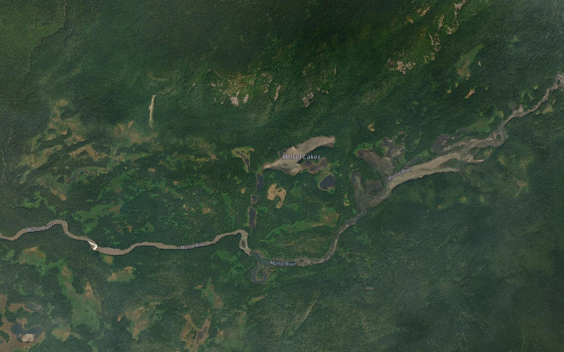 Satellite map of the Helset Lakes