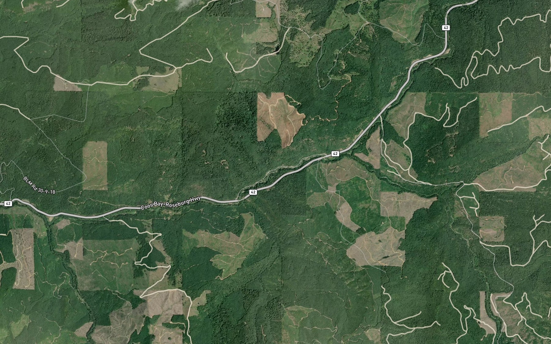 Satellite map of the Bear Creek