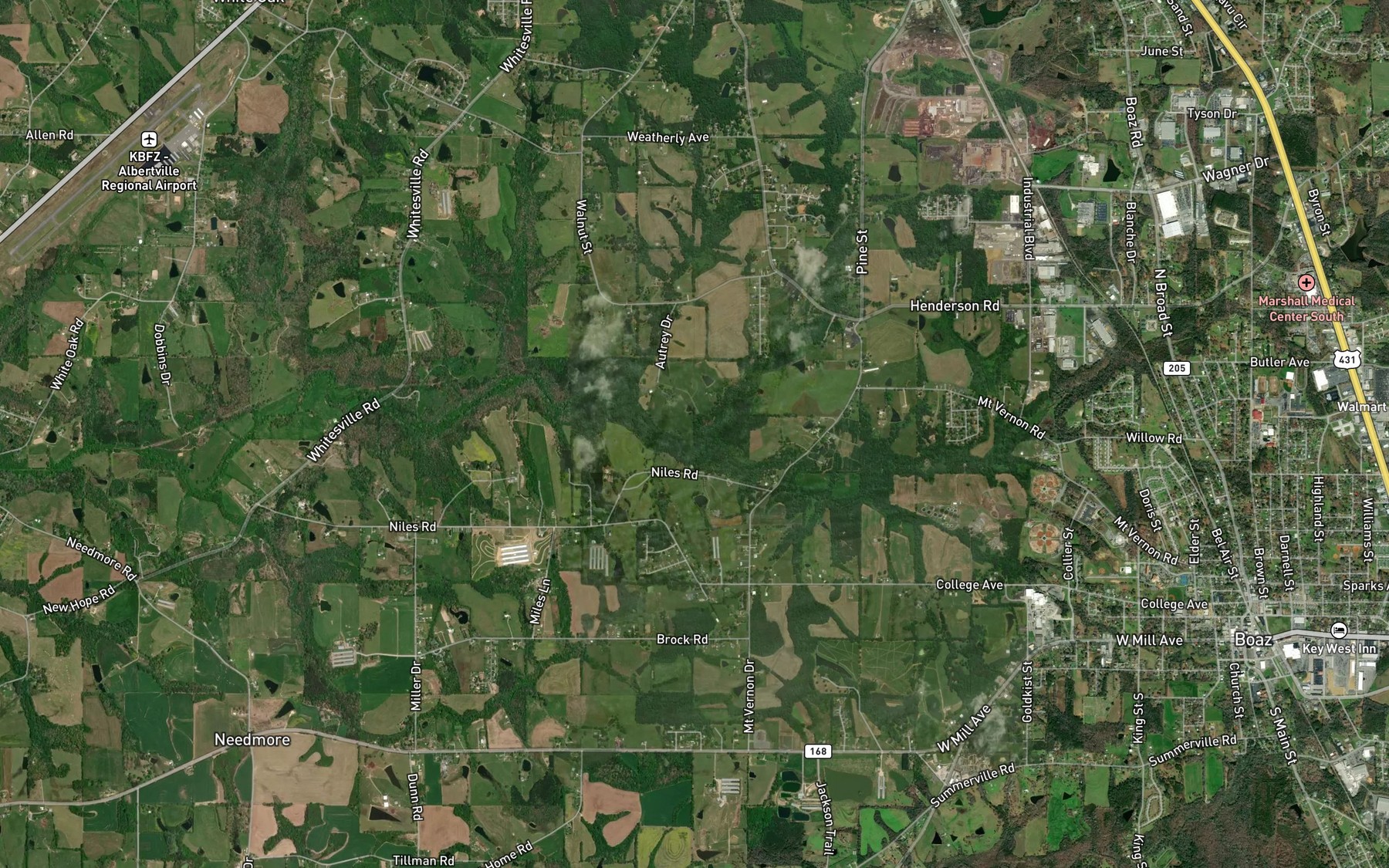 Satellite map of the Little Slab Creek