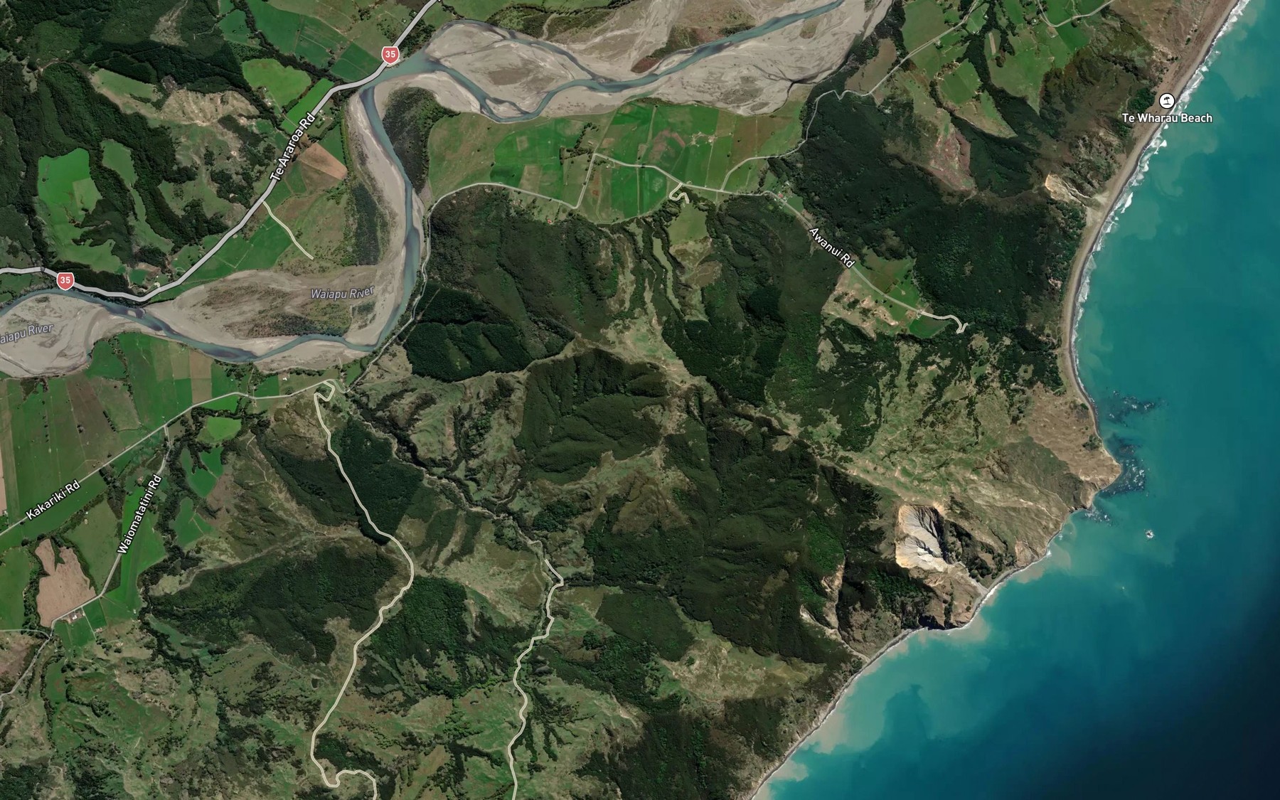 Satellite map of the Mangawhero Stream