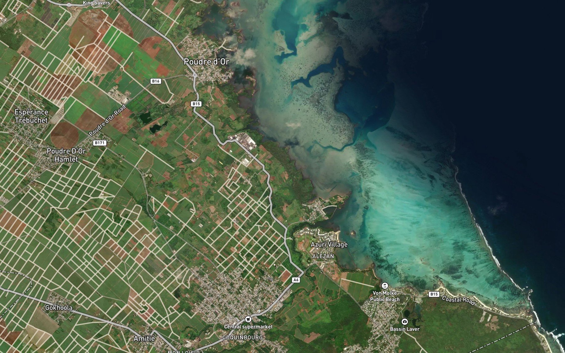 Satellite map of the Anse du Bain