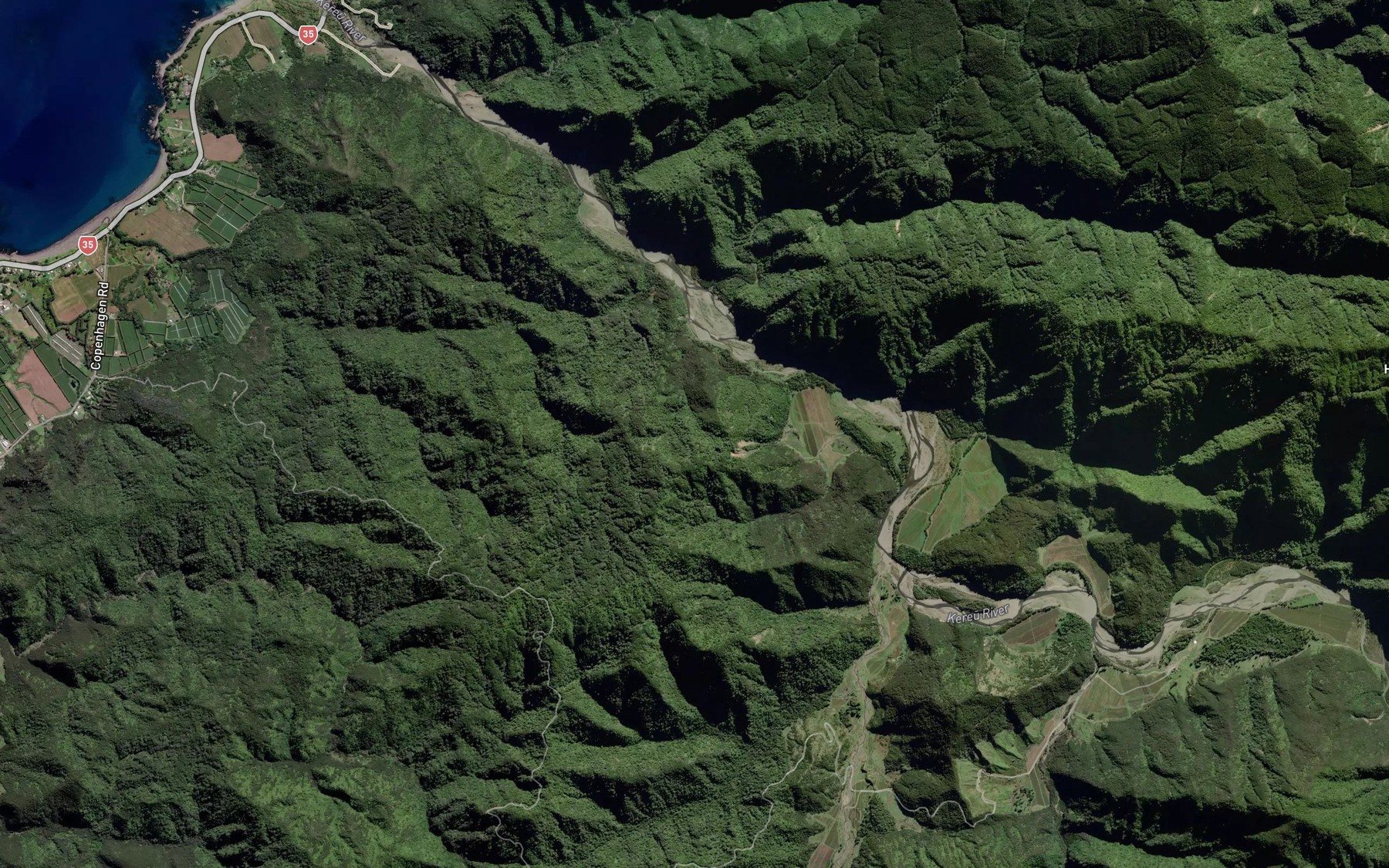 Satellite map of the Owhiro Stream