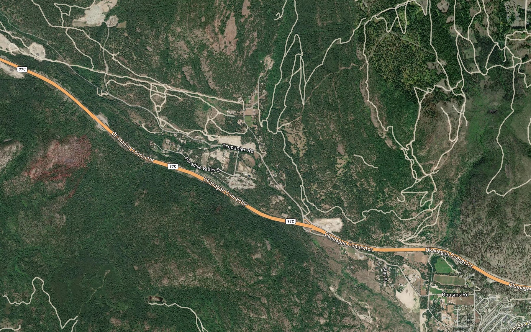 Satellite map of the Jack Creek