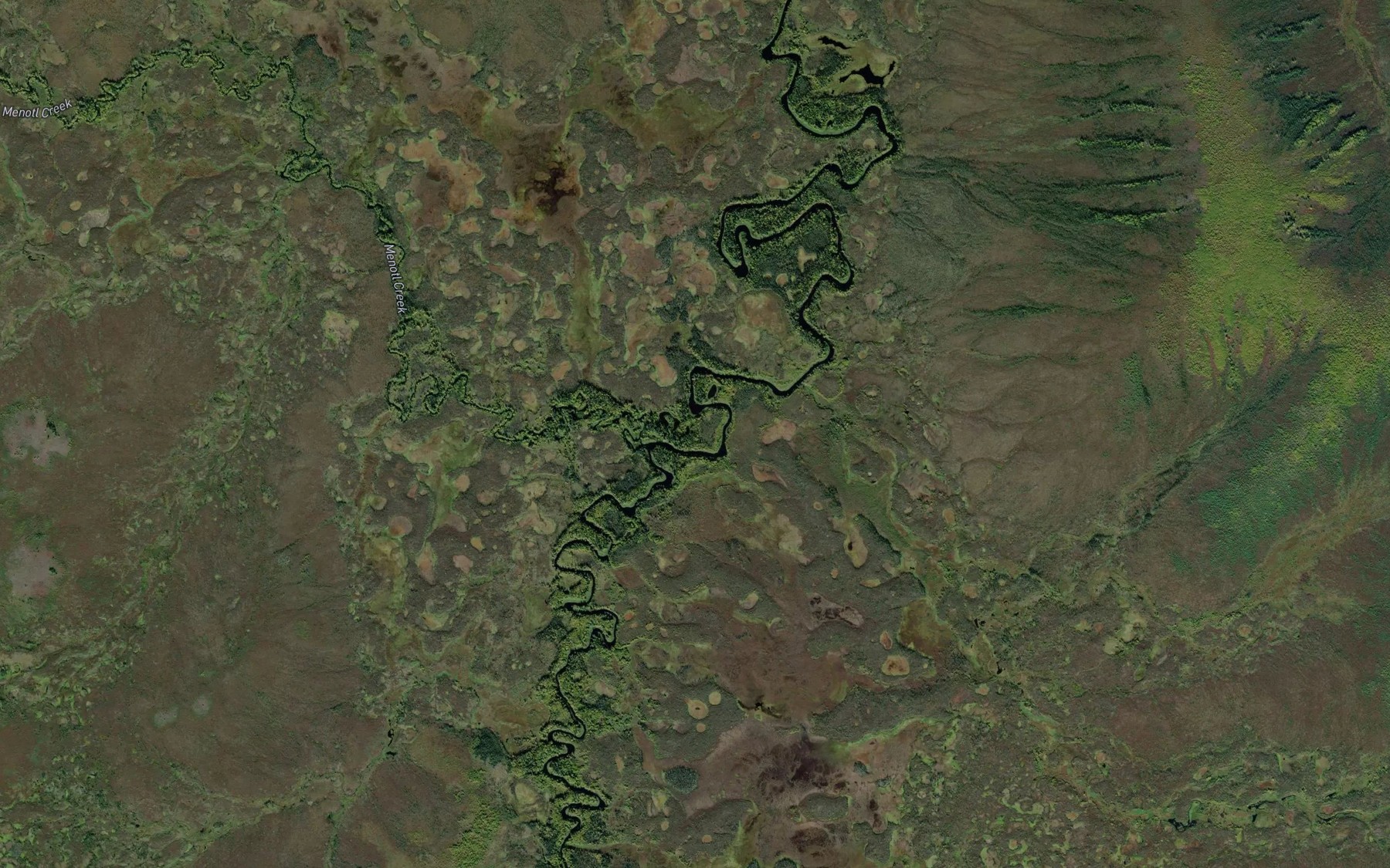 Satellite map of the Menotl Creek