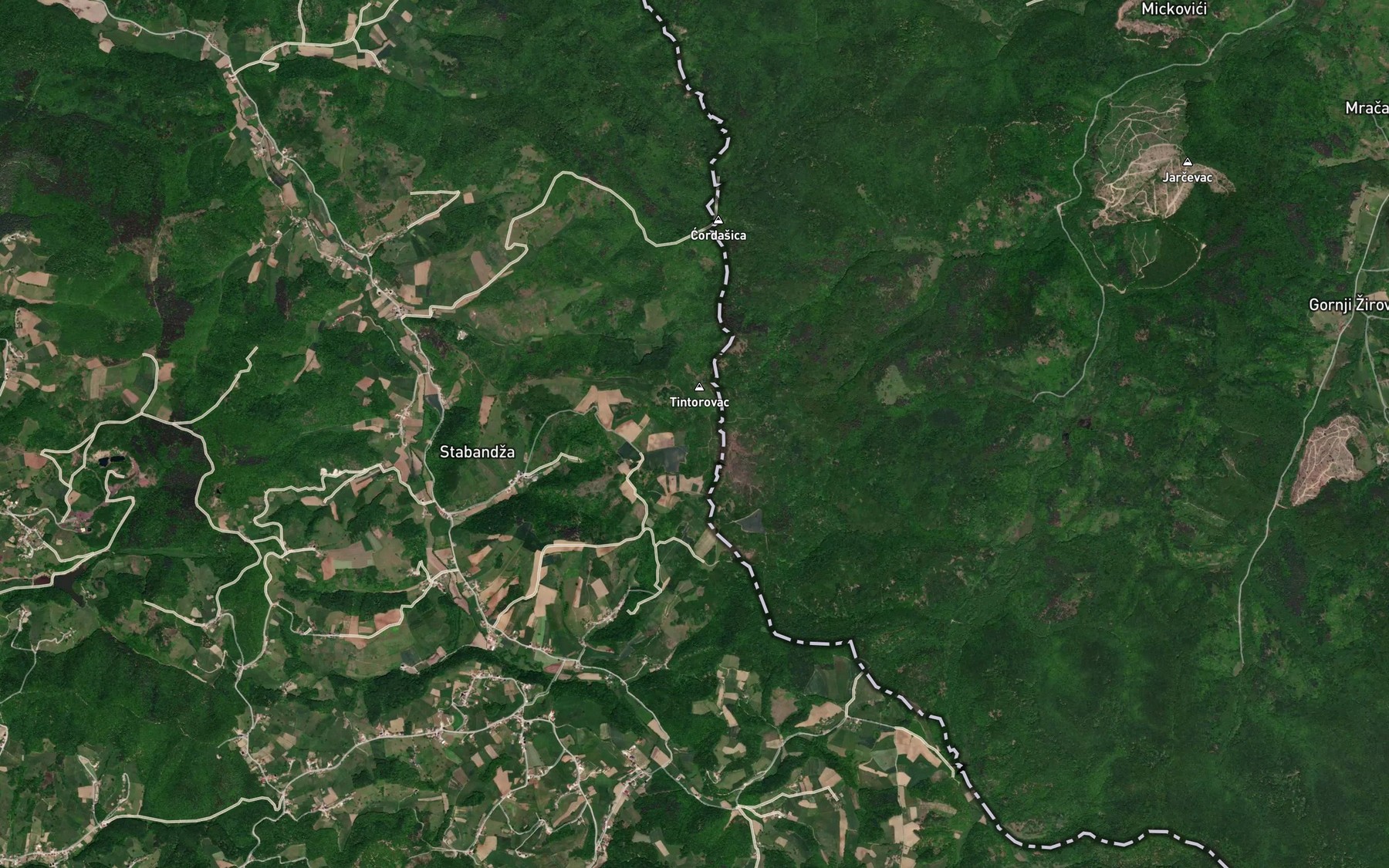 Satellite map of the Ponorac